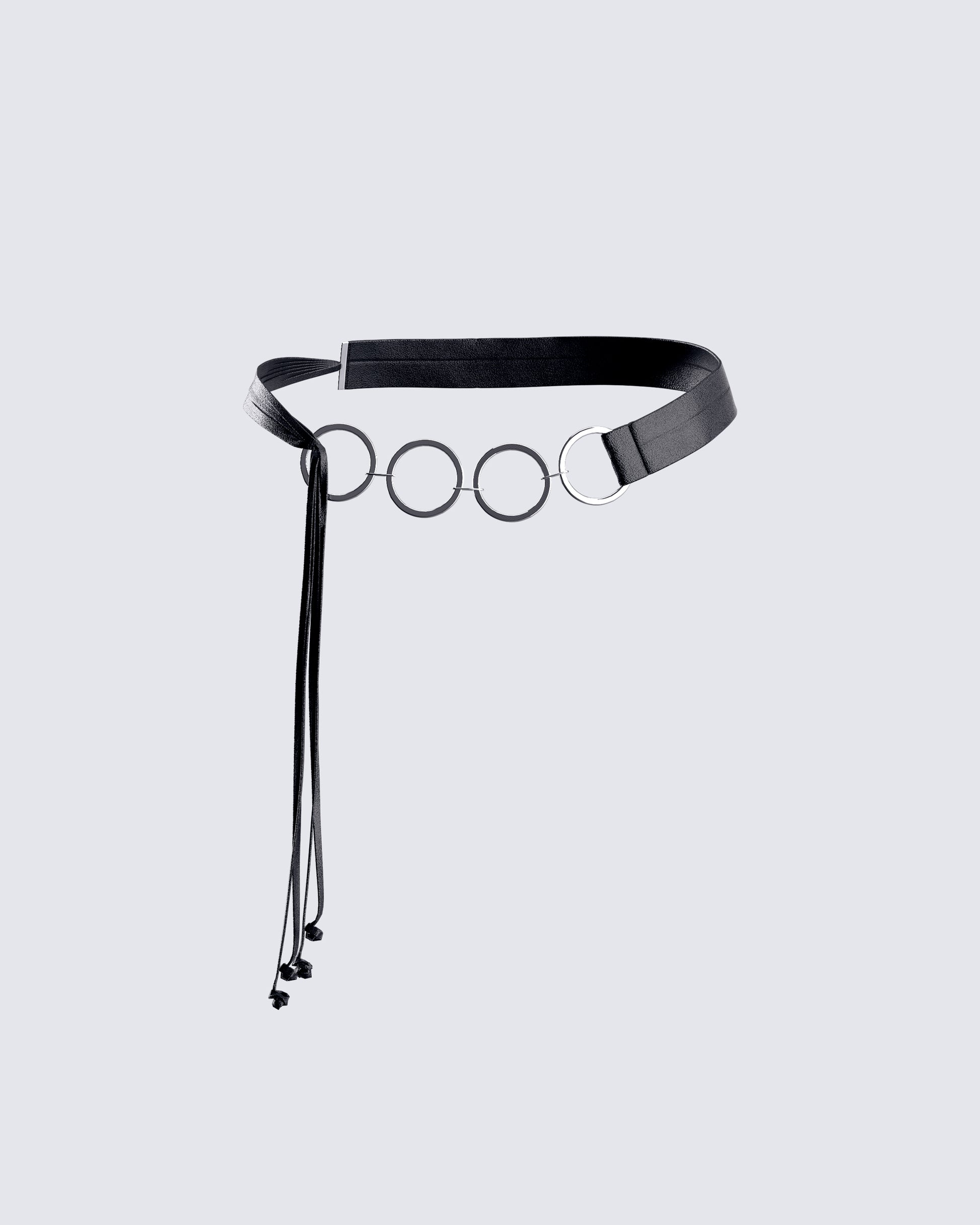 Abeni Black Faux Leather Ring Belt 3d product front