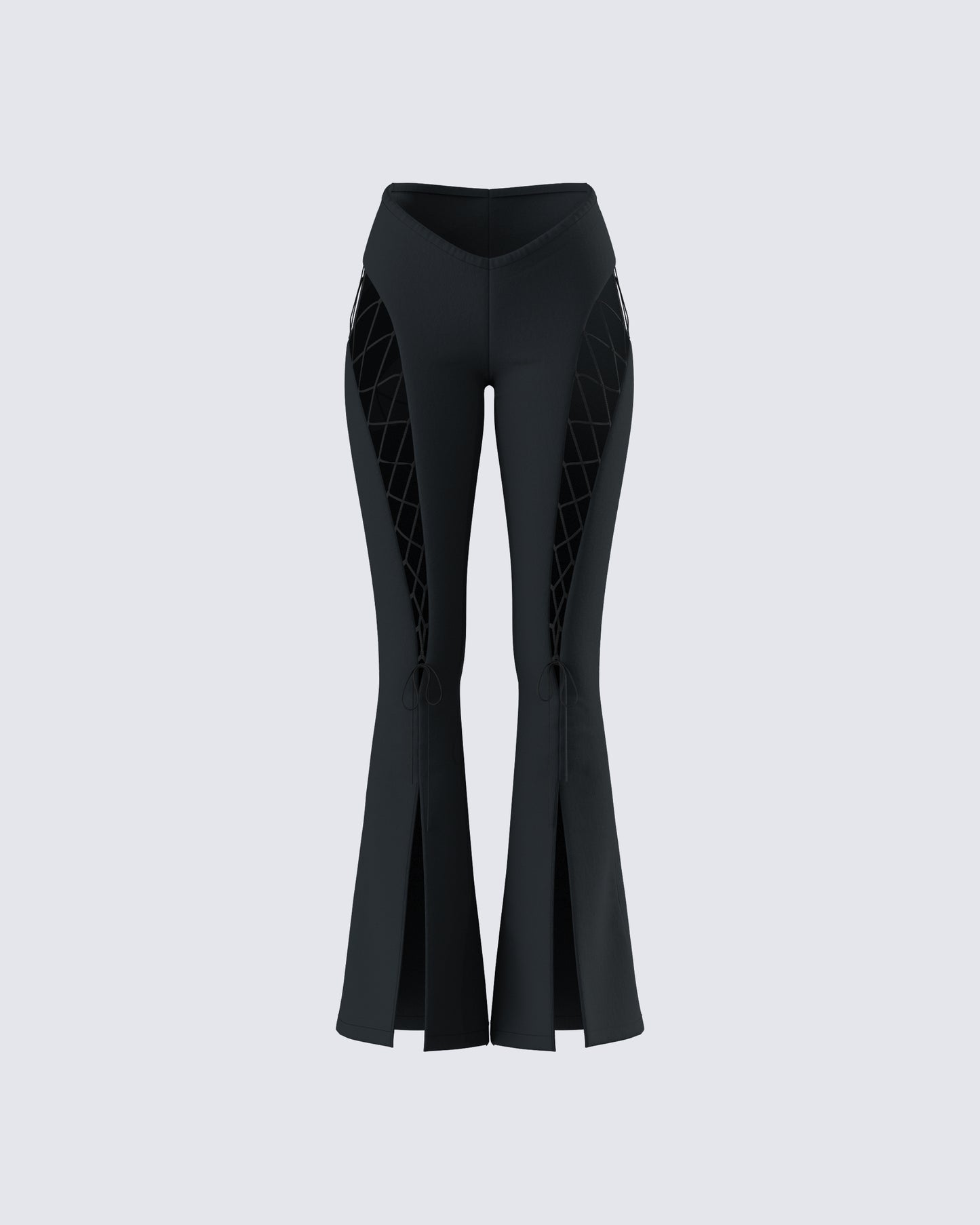 Juan Black Lace Up Flare Pant 3d product front