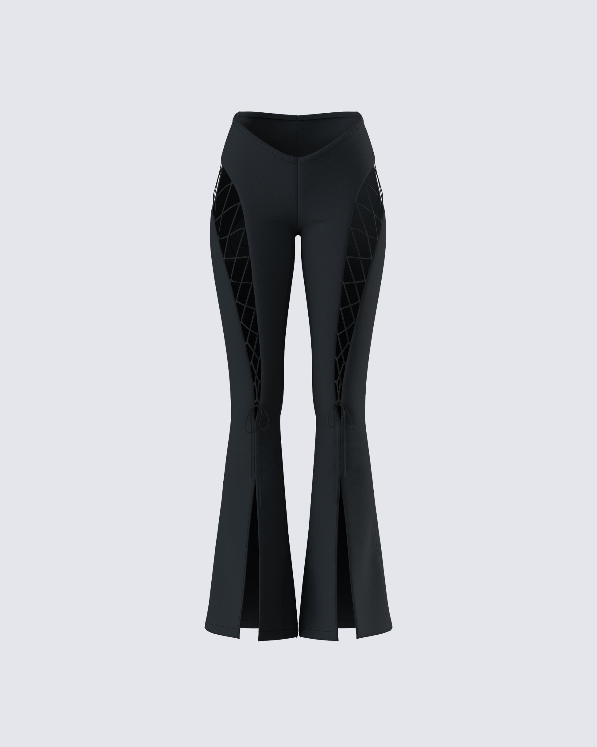 Juan Black Lace Up Flare Pant 3d product front