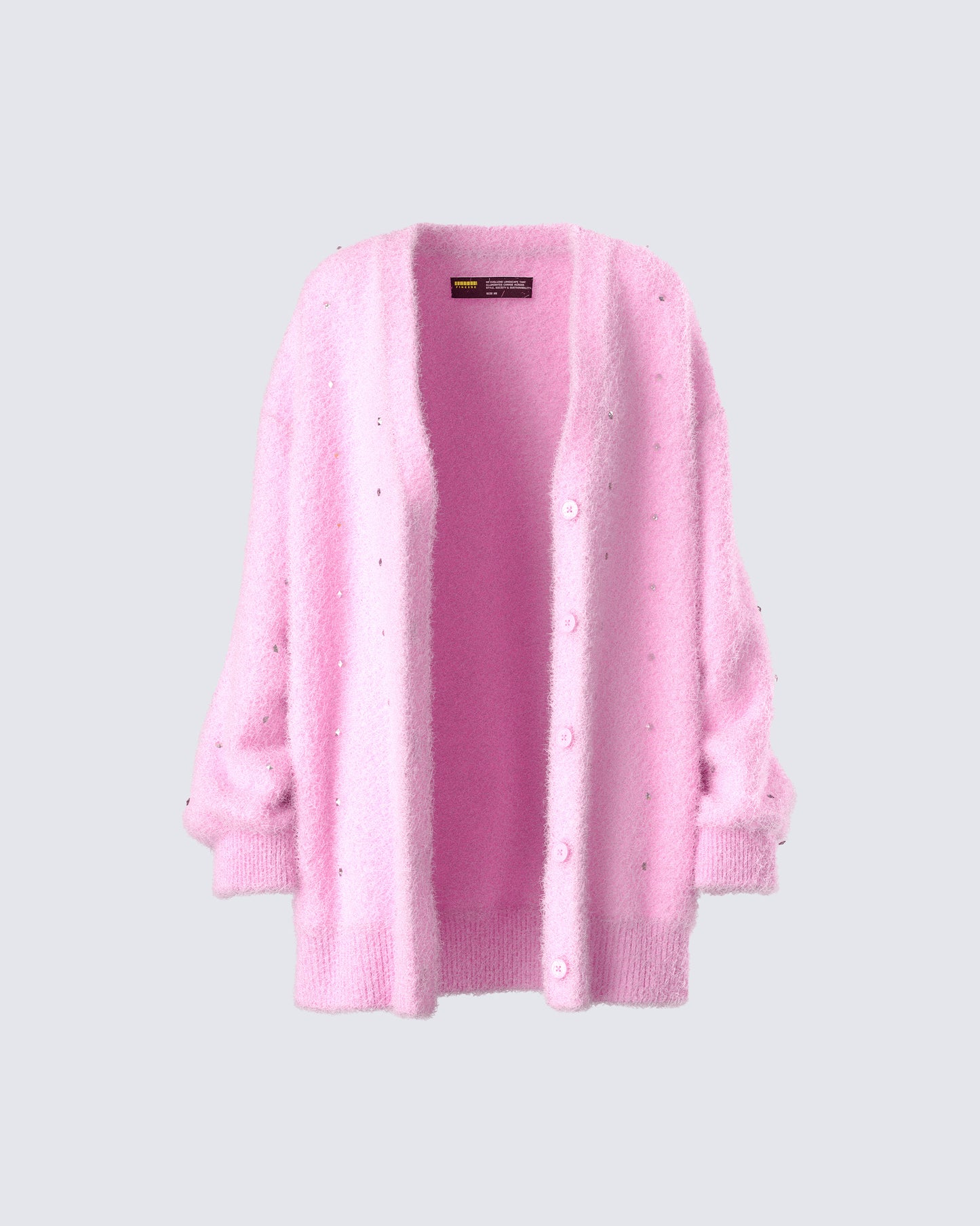 Adi Pink Fuzzy Knit Cardigan product front