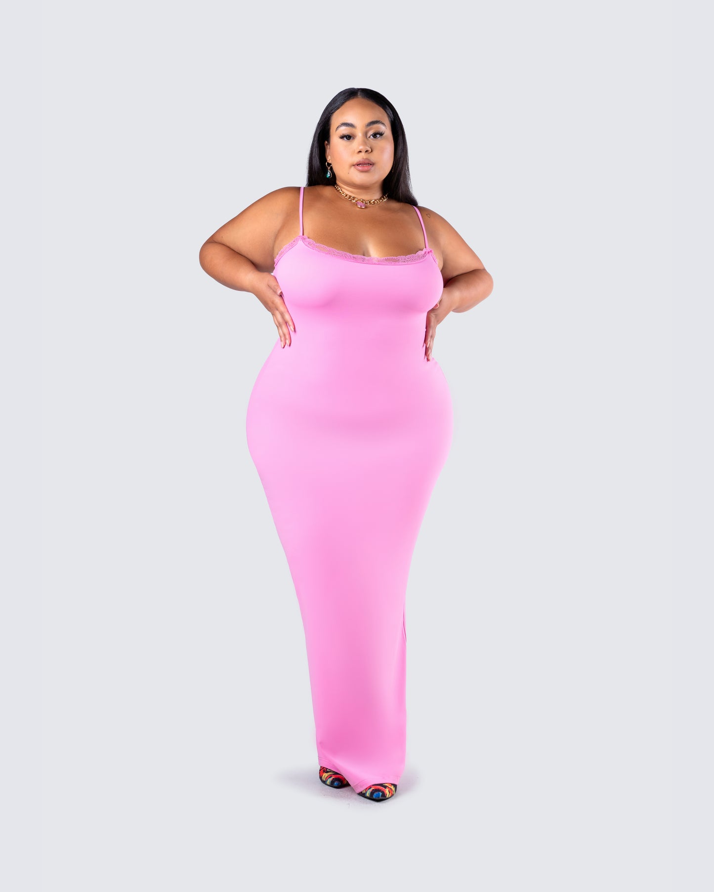 Kayla Pink Fitted Maxi Dress