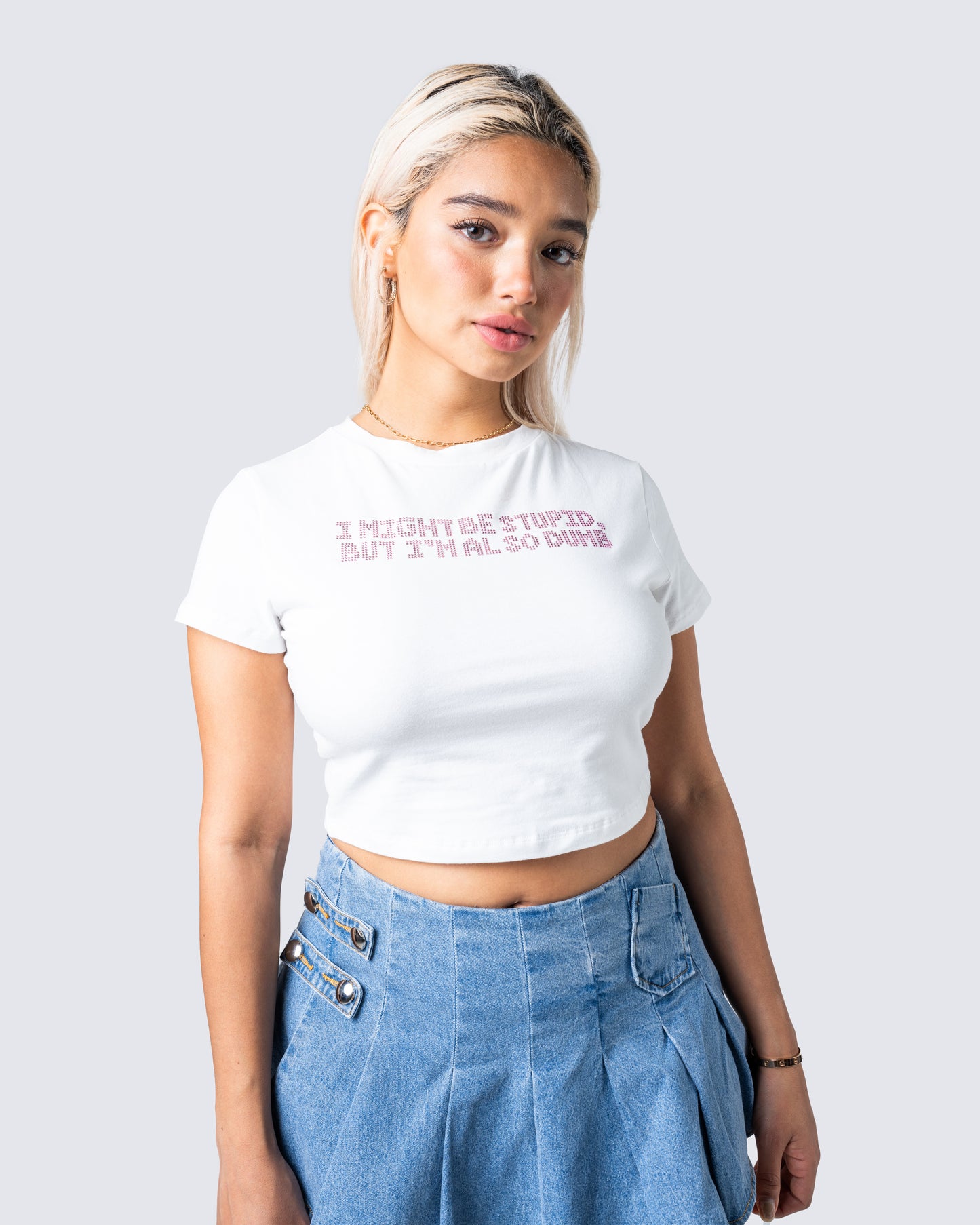 Solah White Jersey Graphic Top