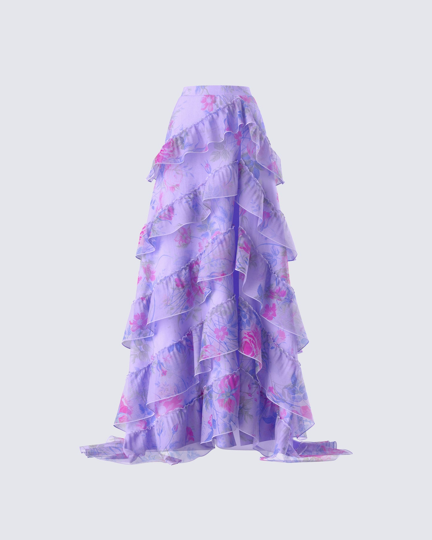 Ida Purple Floral Organza Maxi Skirt product front