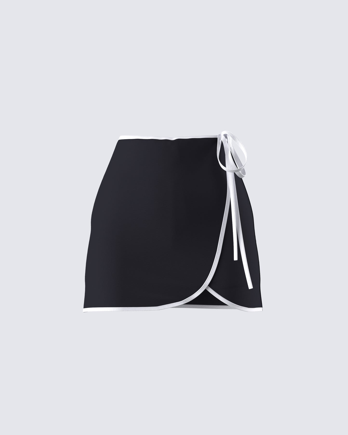Kaede Black Contrast Binding Wrap Skirt product front