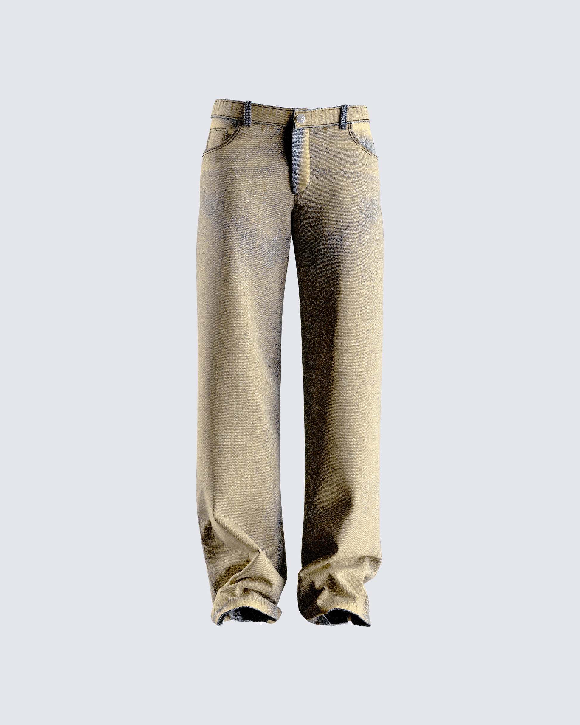 Sanvi Yellow Wash Stretch Jeans 3d product front