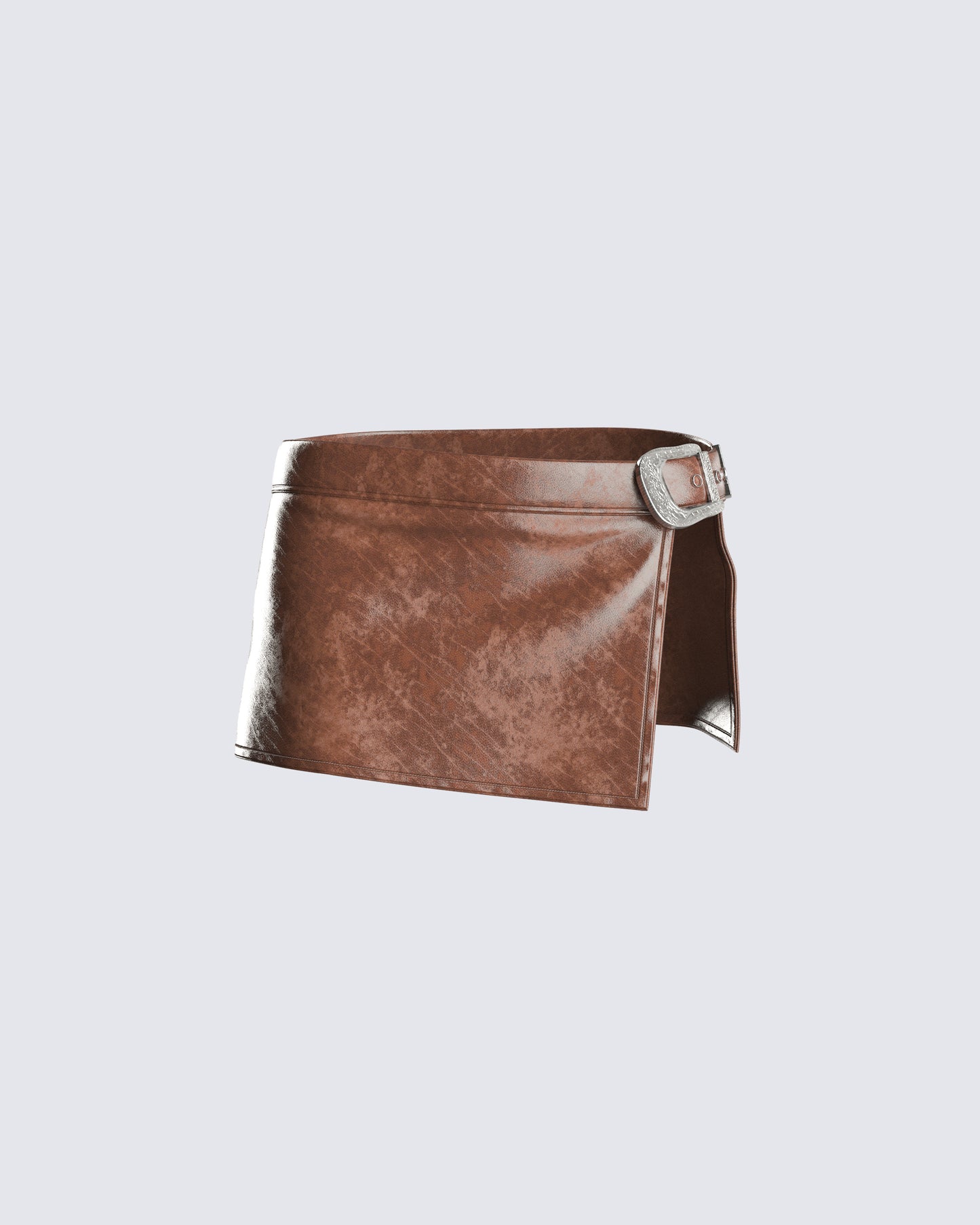 Lu Brown Vegan Leather Mini Skirt product front