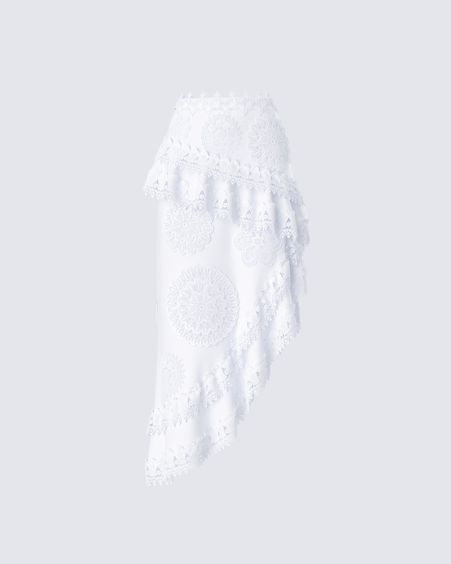 Villi White Asymmetrical Lace Skirt product front
