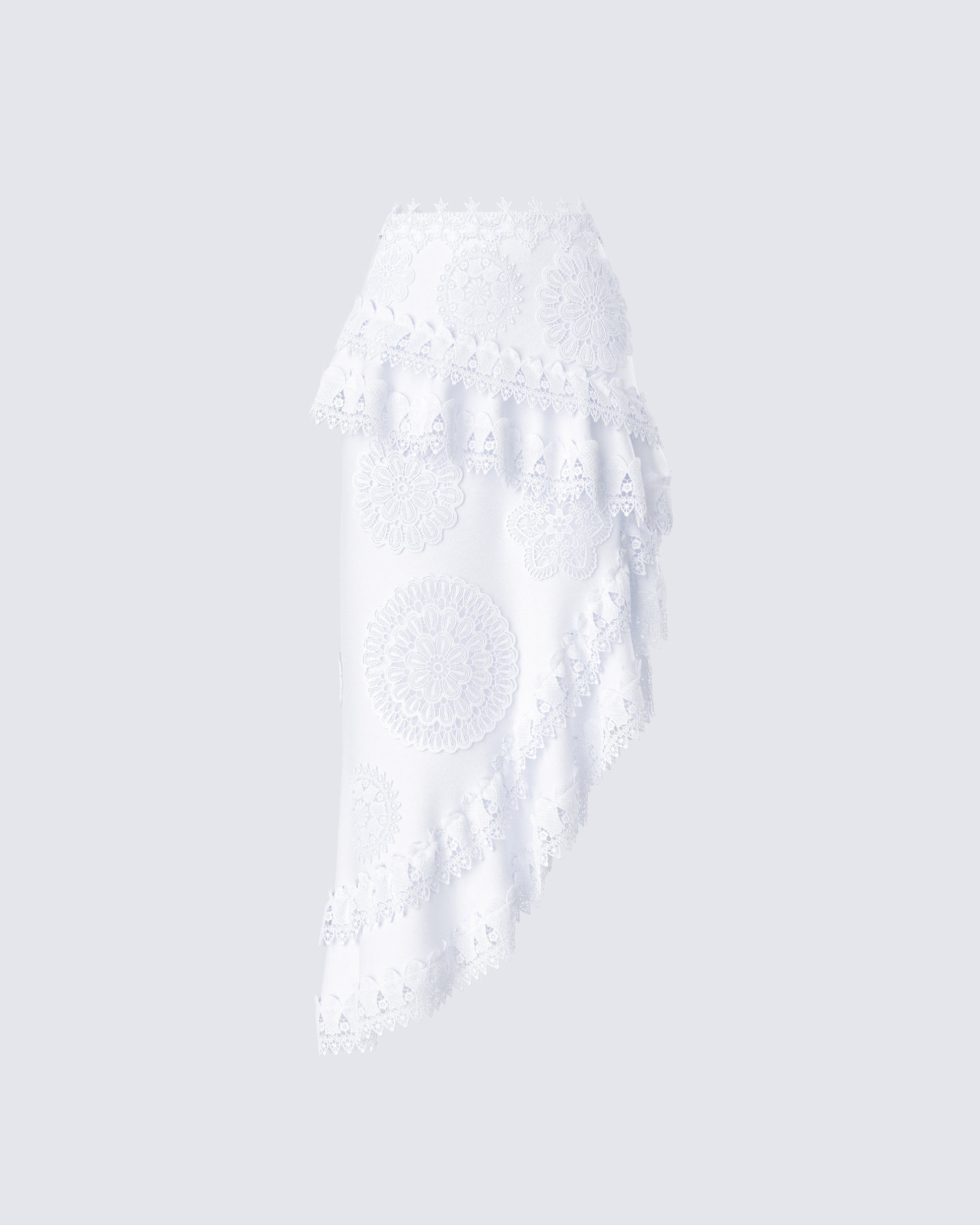 Villi White Asymmetrical Lace Skirt product front
