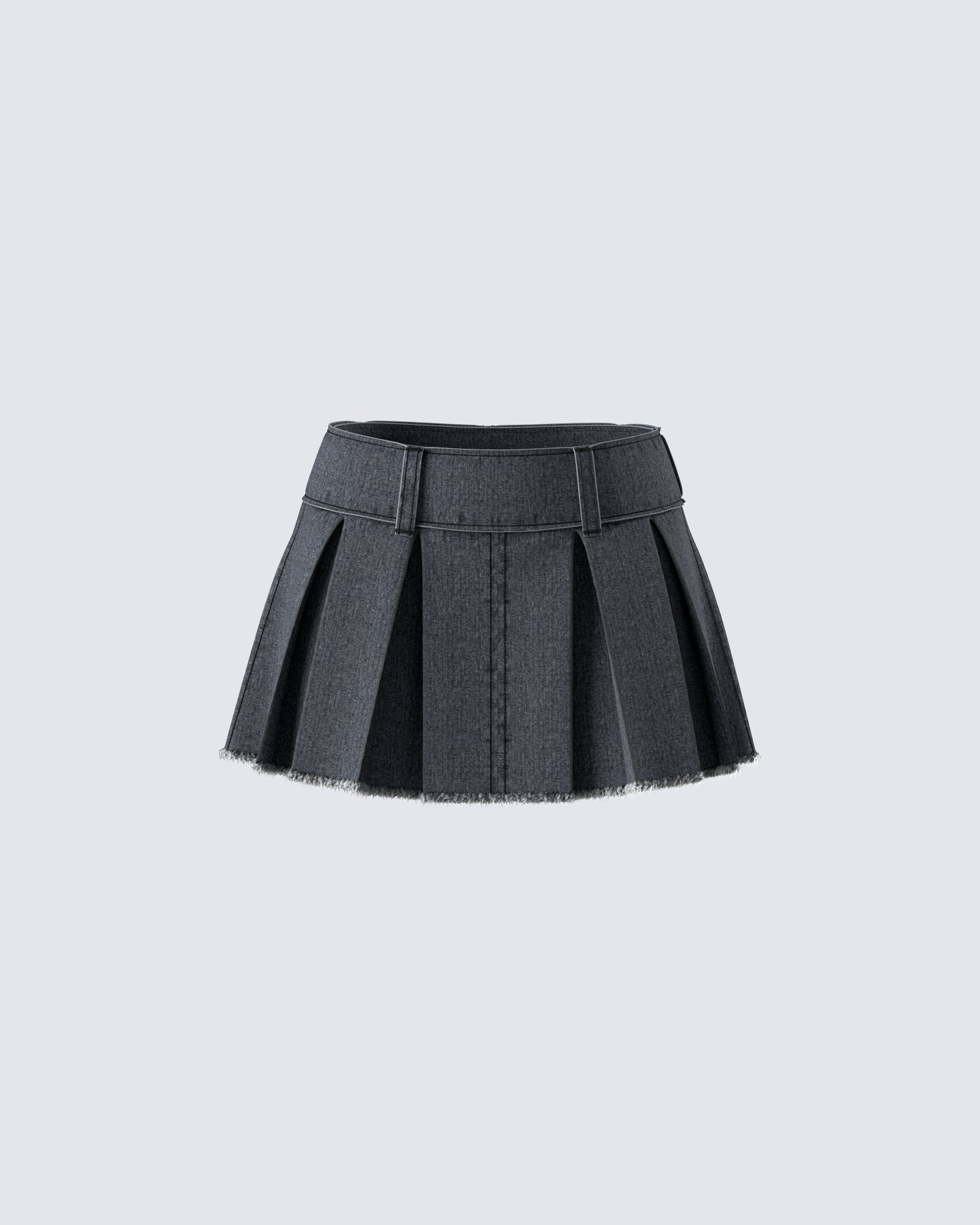 Ismay Black Denim Pleat Skirt 3d product front