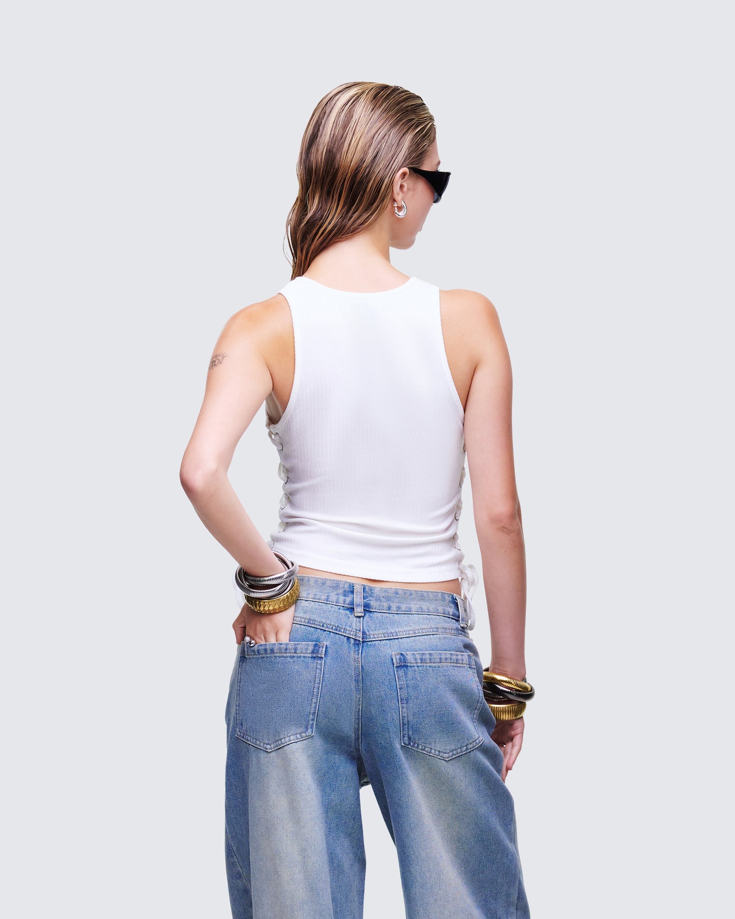 Nixie White Lace Up Tank