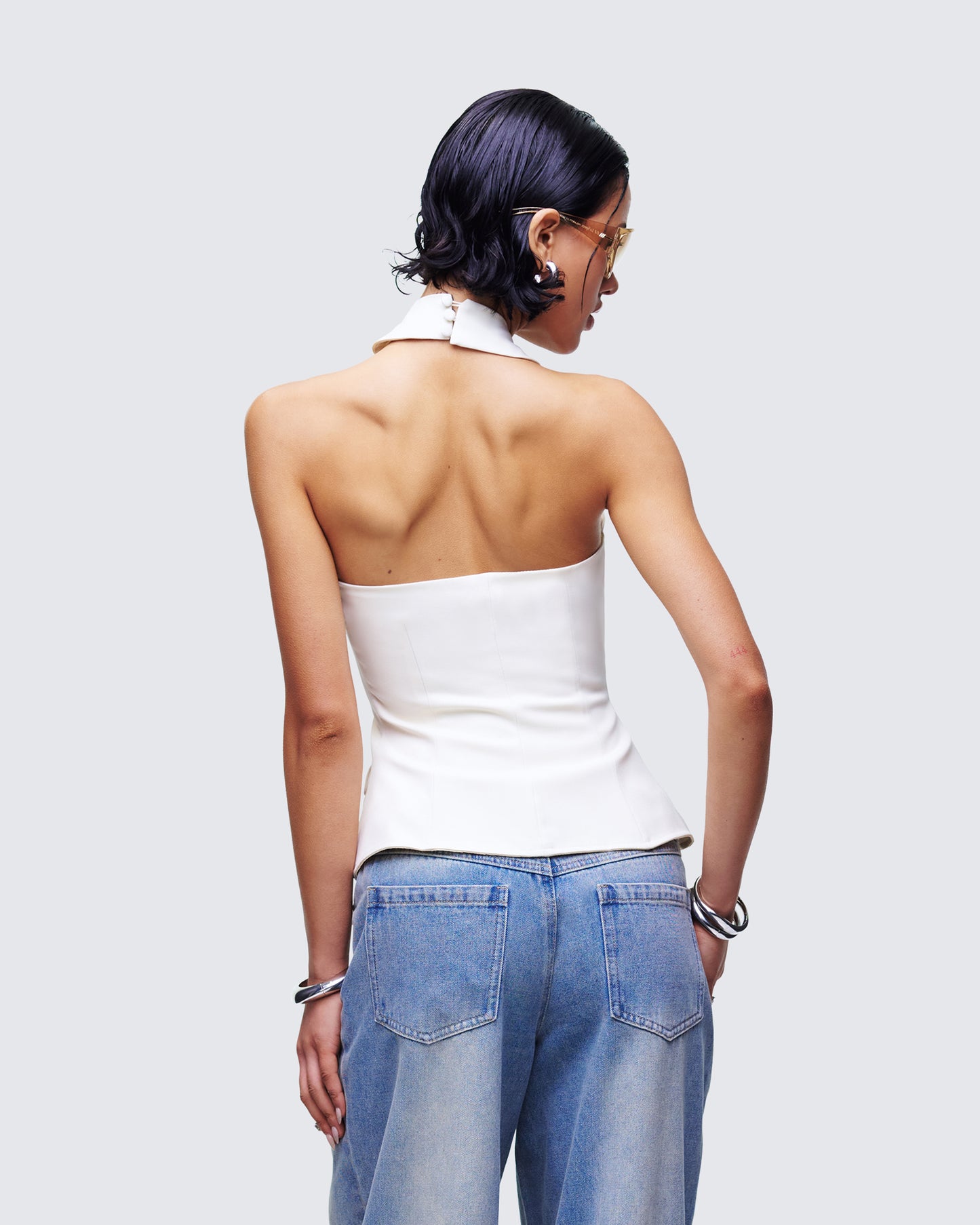 Elina Cream Halter Neck Waistcoat