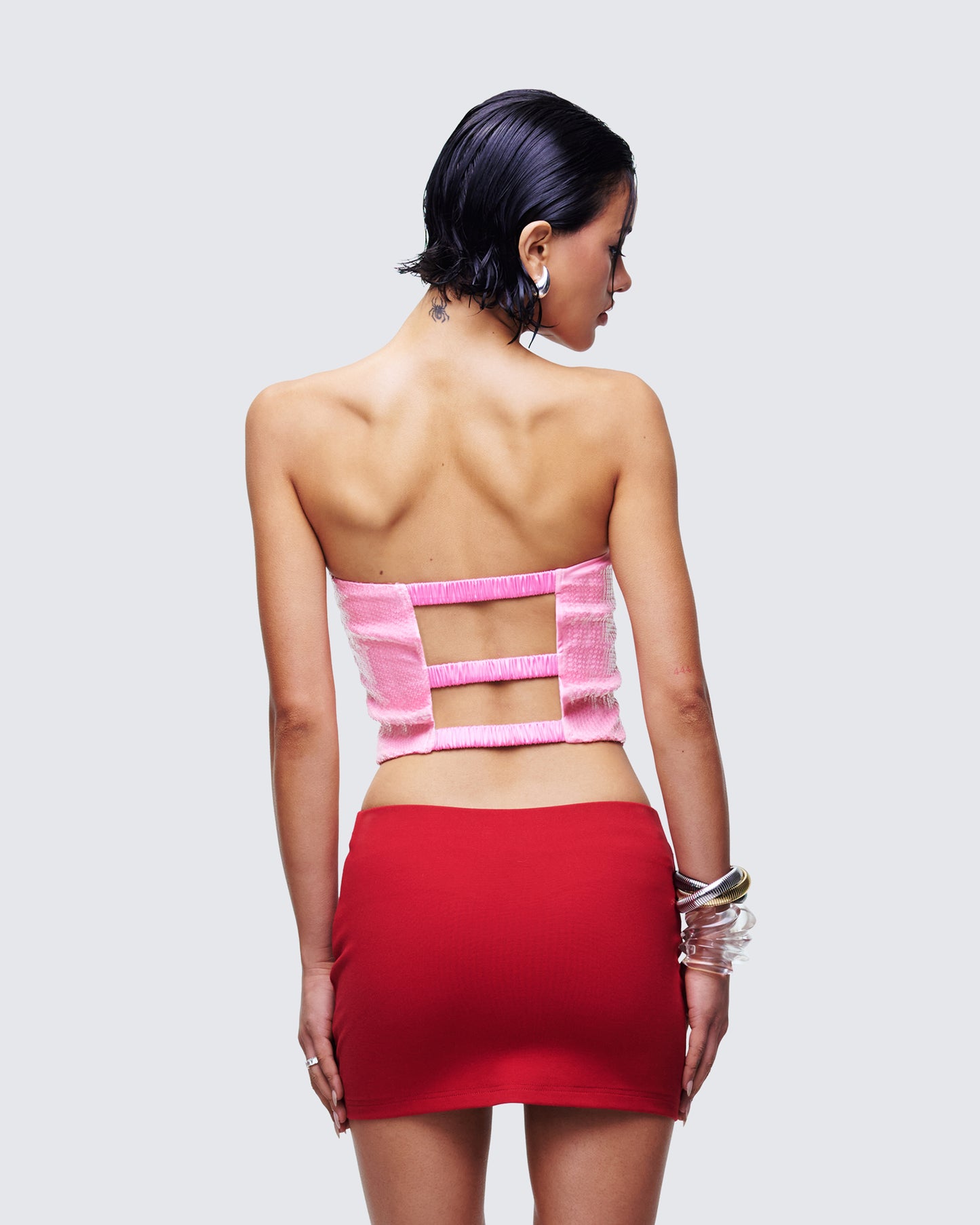 Astraia Pink Slogan Sequin Bandeau Top