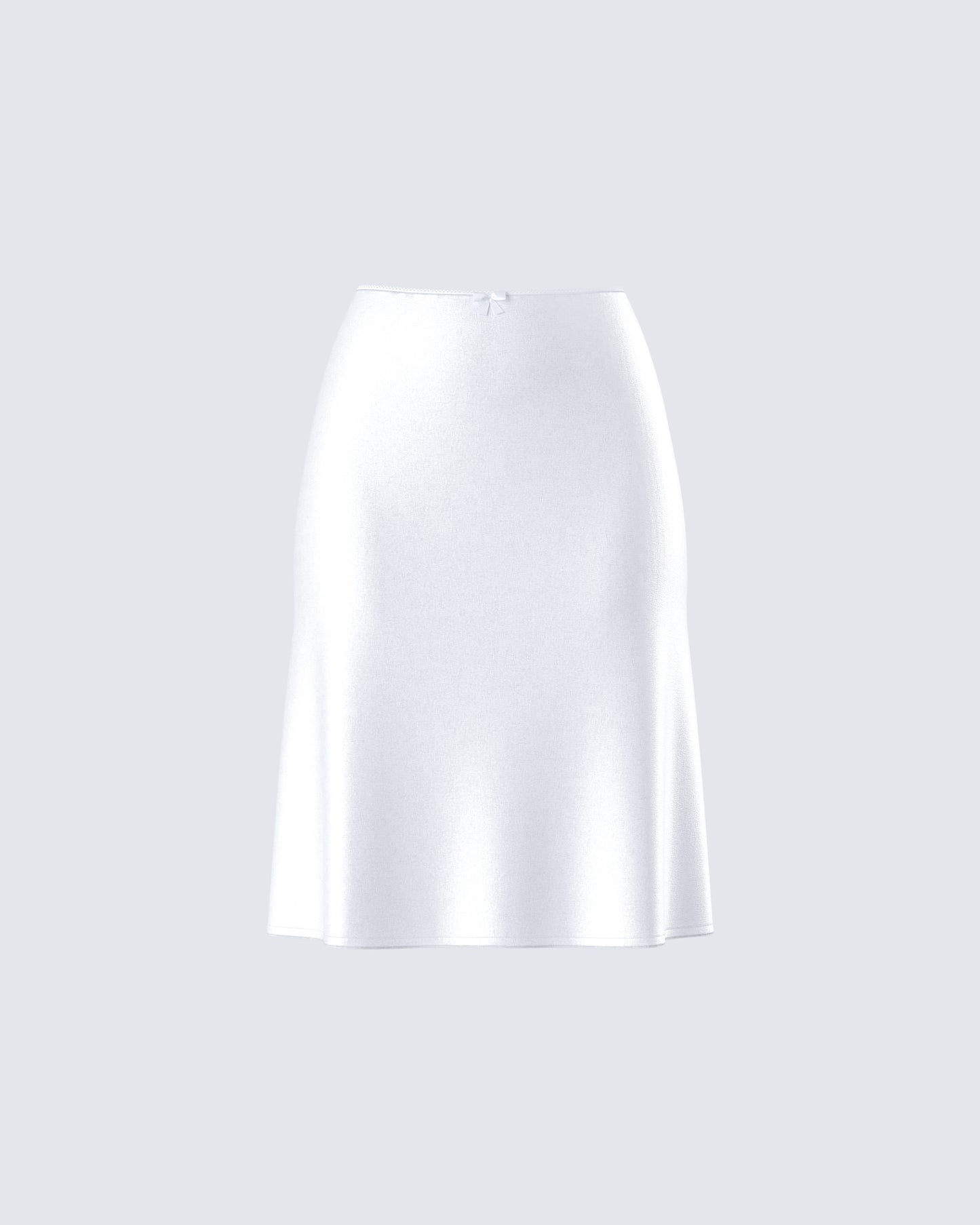 Zaina White Satin Flounce Skirt 3d product front