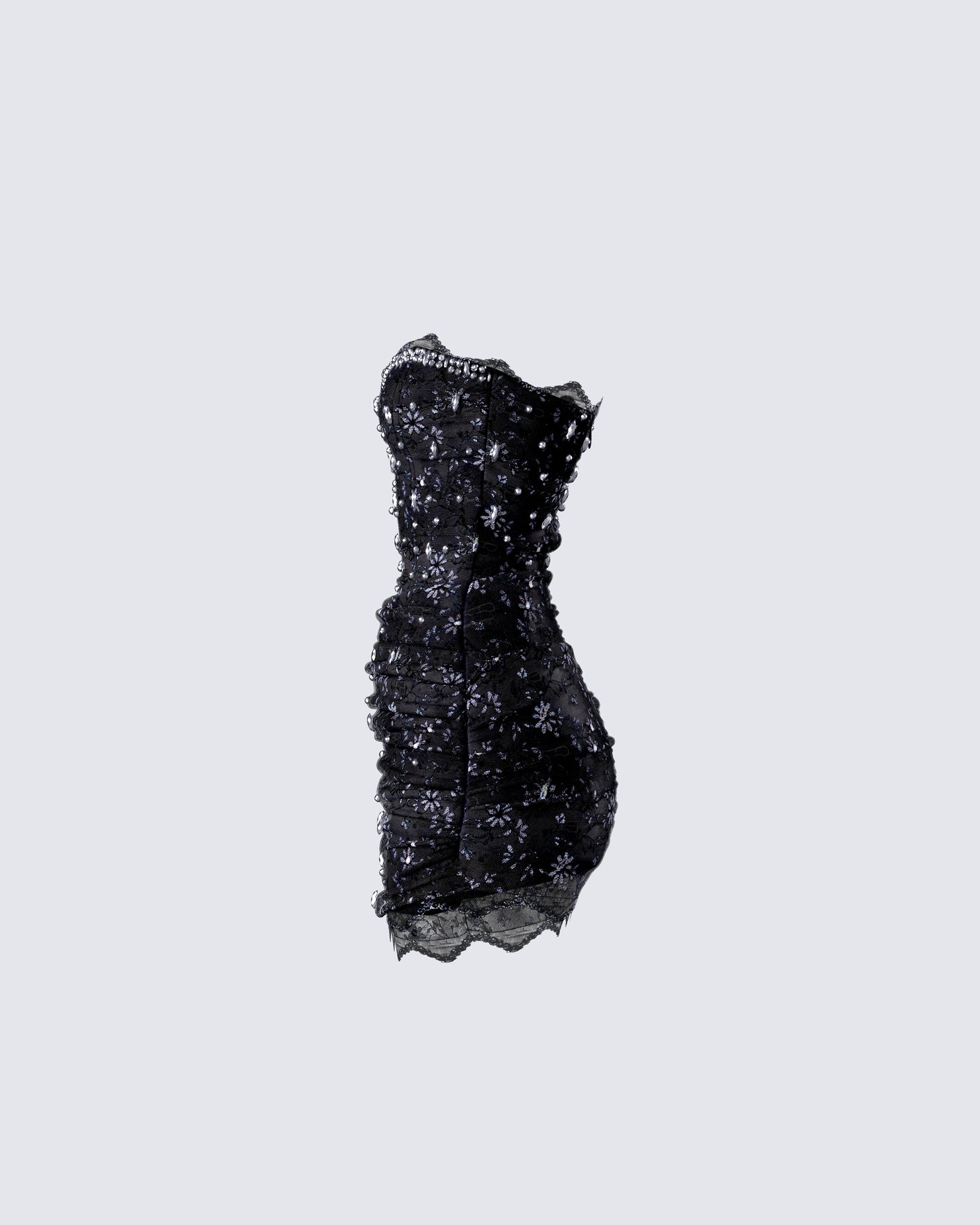 Clarisse Black Hand Beaded Rhinestone Dress