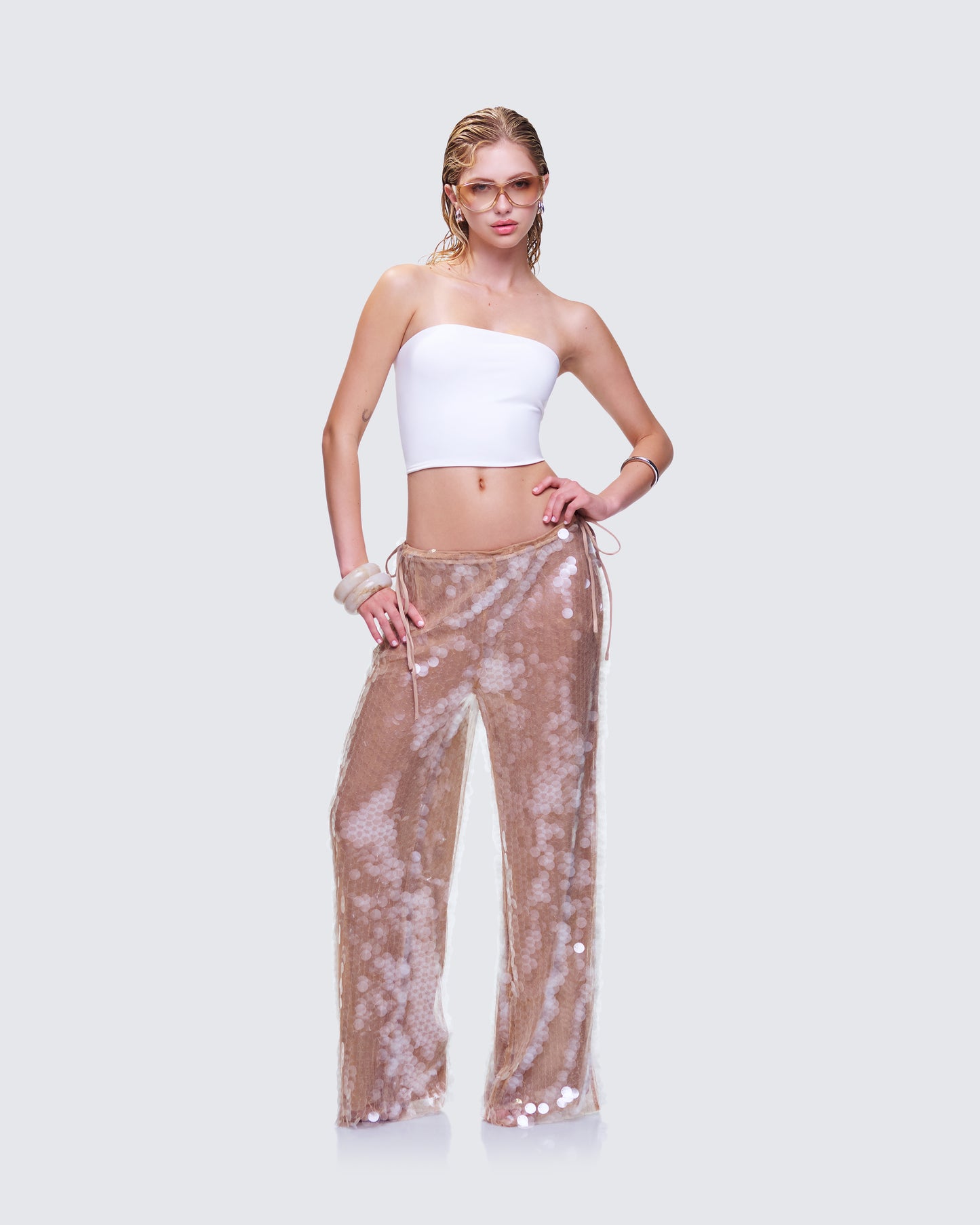 Reese White Jersey Strapless Top