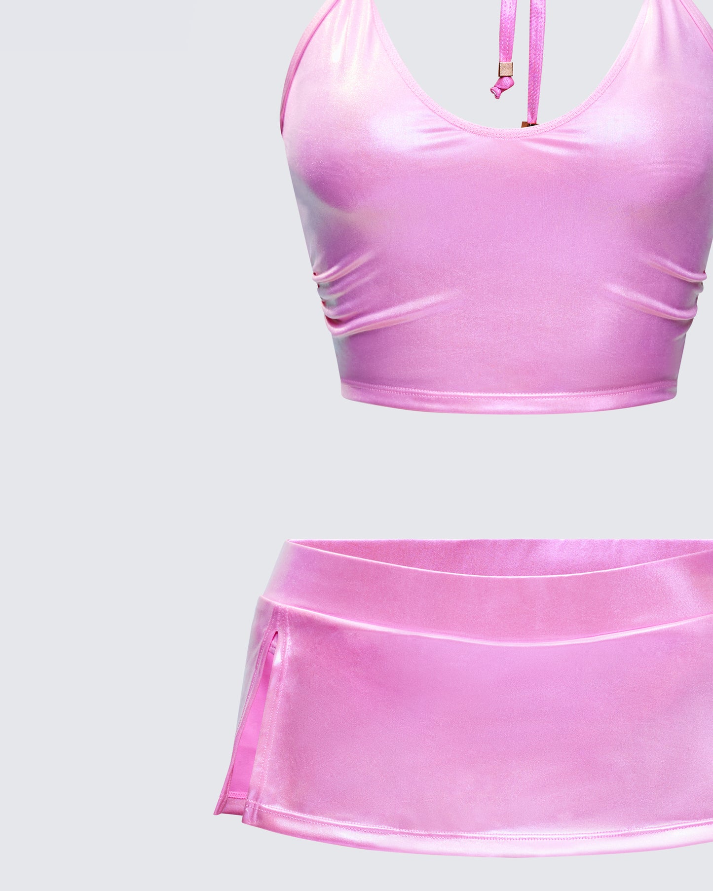Naijah Pink Metallic Tankini Set