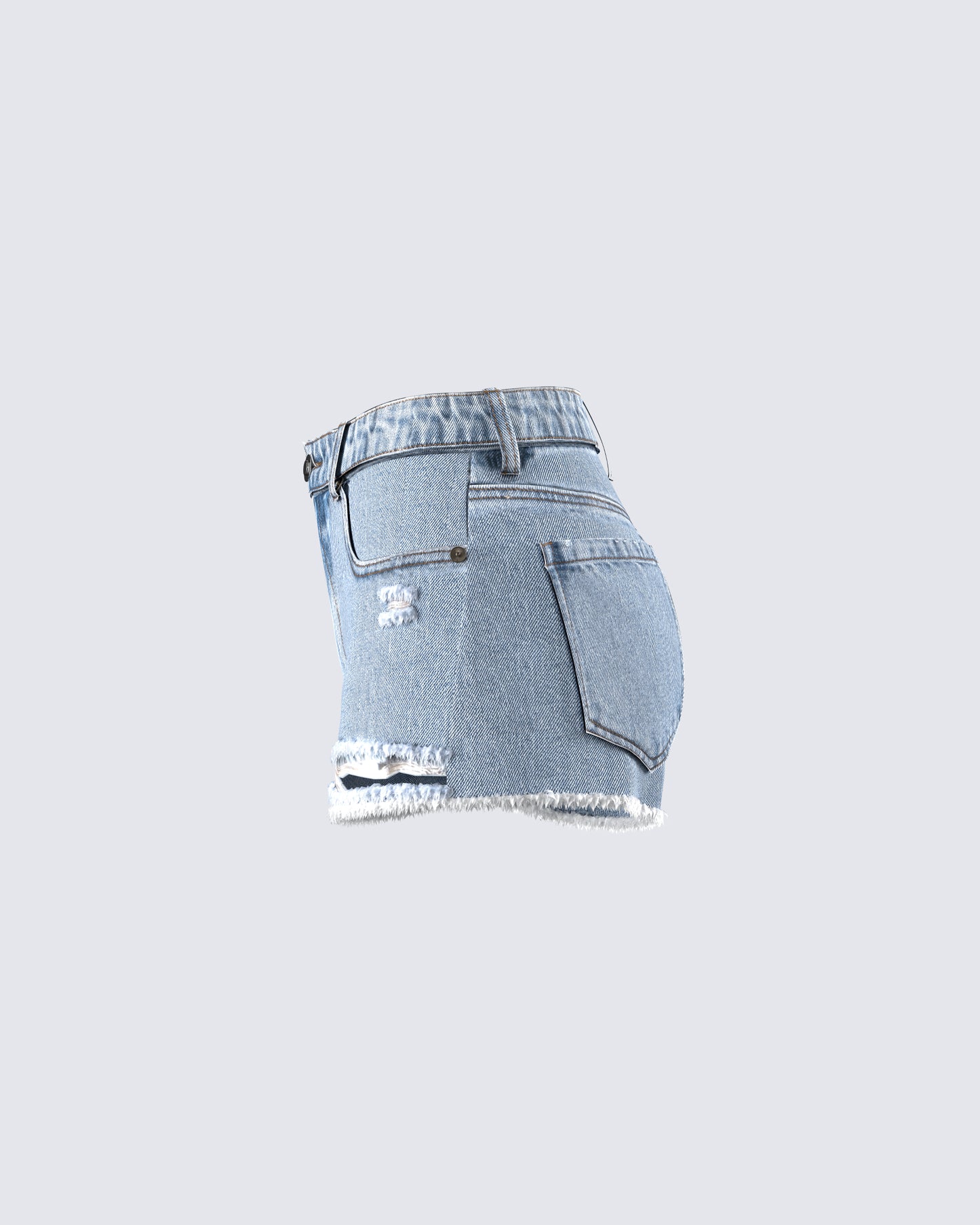 Lowan Blue Distressed Denim Shorts