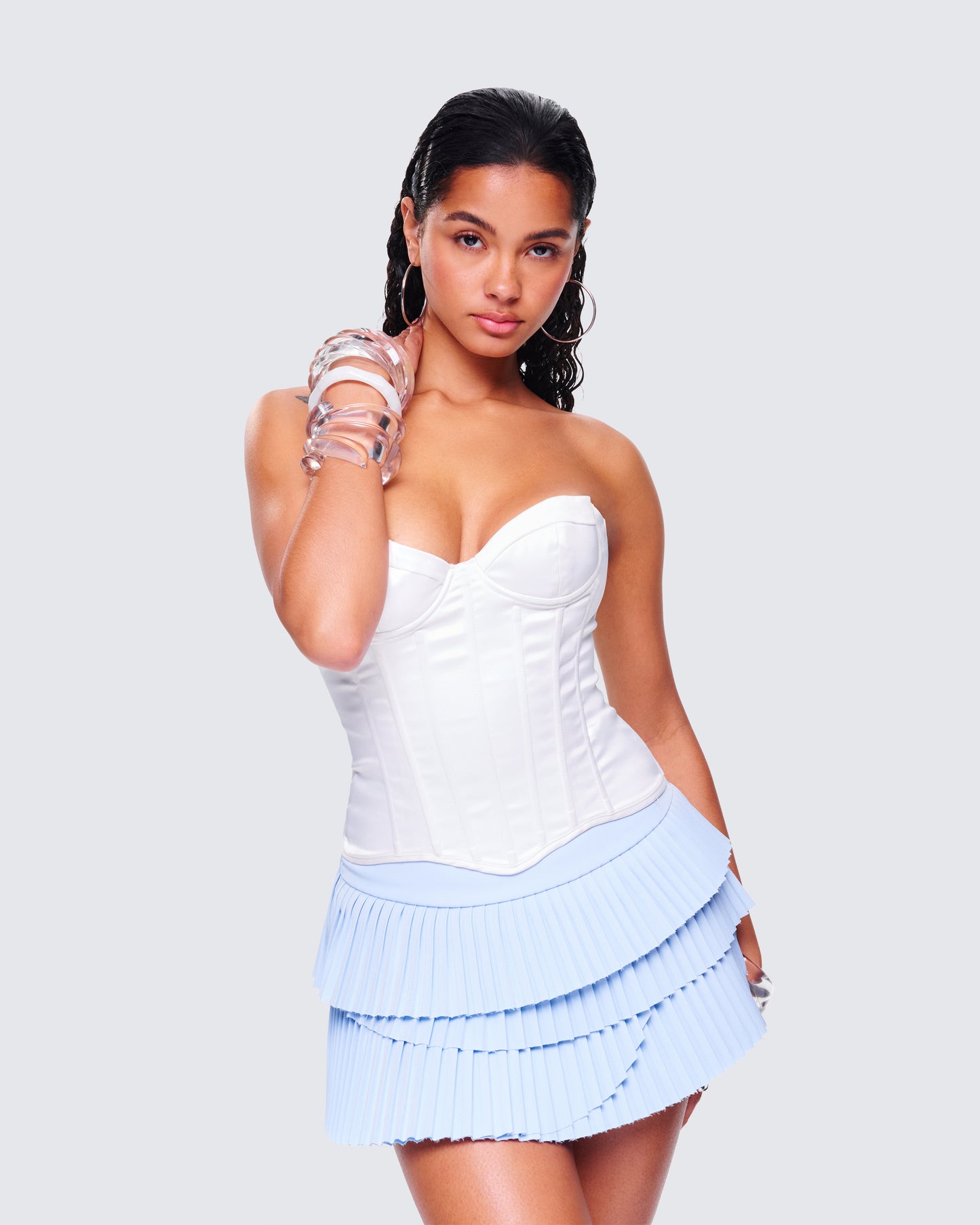 Dory White Satin Corset Top
