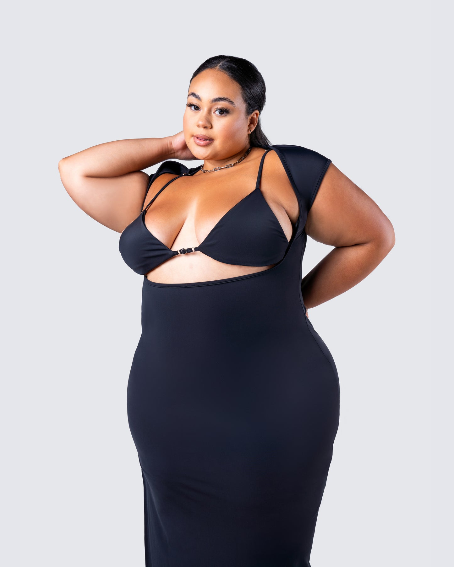 Jett Black Knit Cut Out Maxi Dress