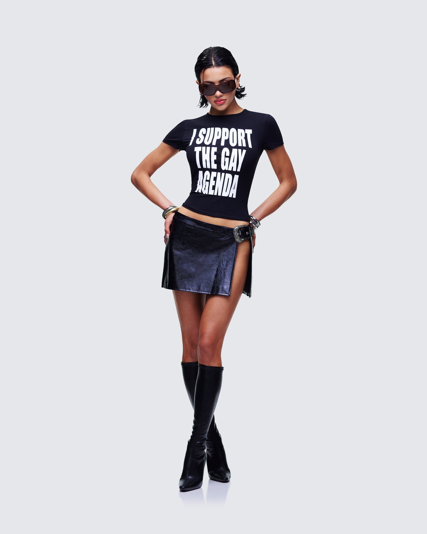Drea Black Slogan Classic Tee