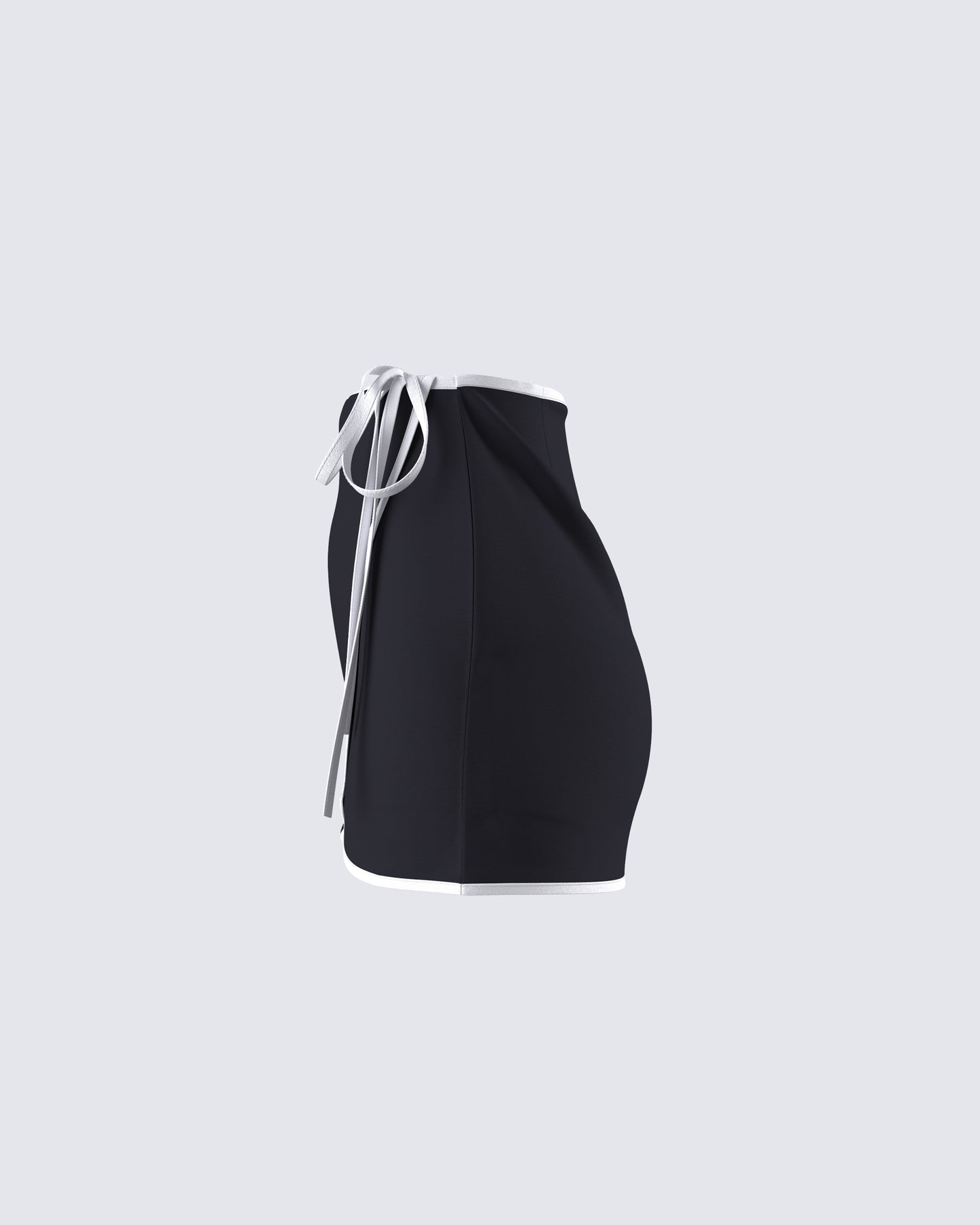 Kaede Black Contrast Binding Wrap Skirt