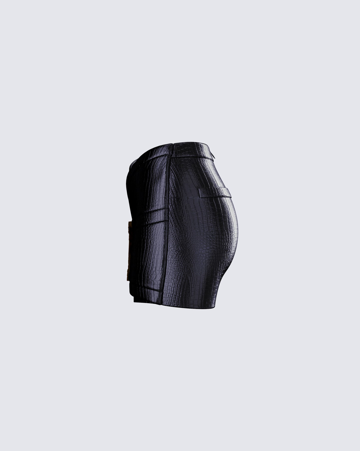 Whitley Black Vegan Leather Croc Micro Mini Skirt