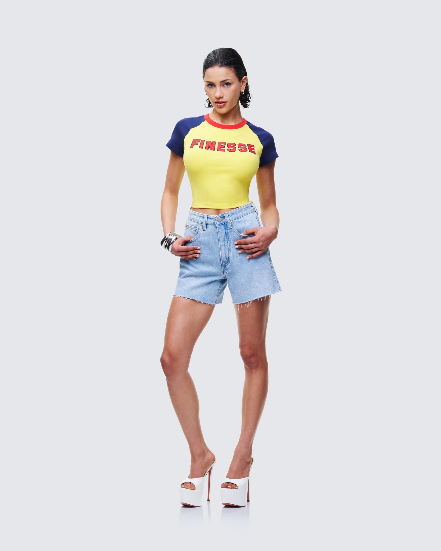 Amber Yellow Jersey Graphic Top