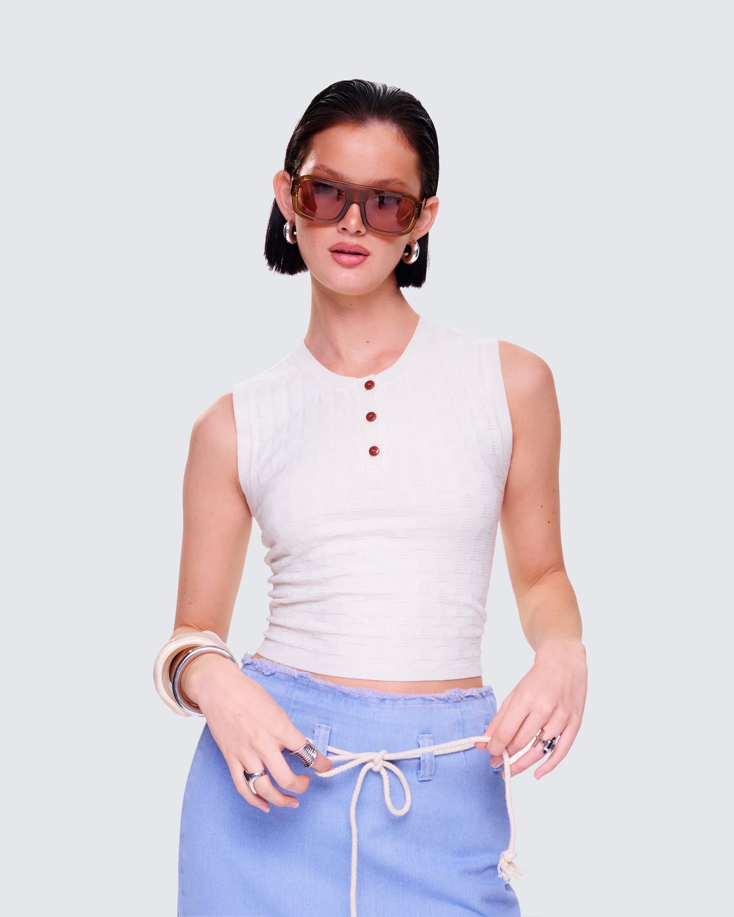 Heidi Ivory Sweater Pattern Top