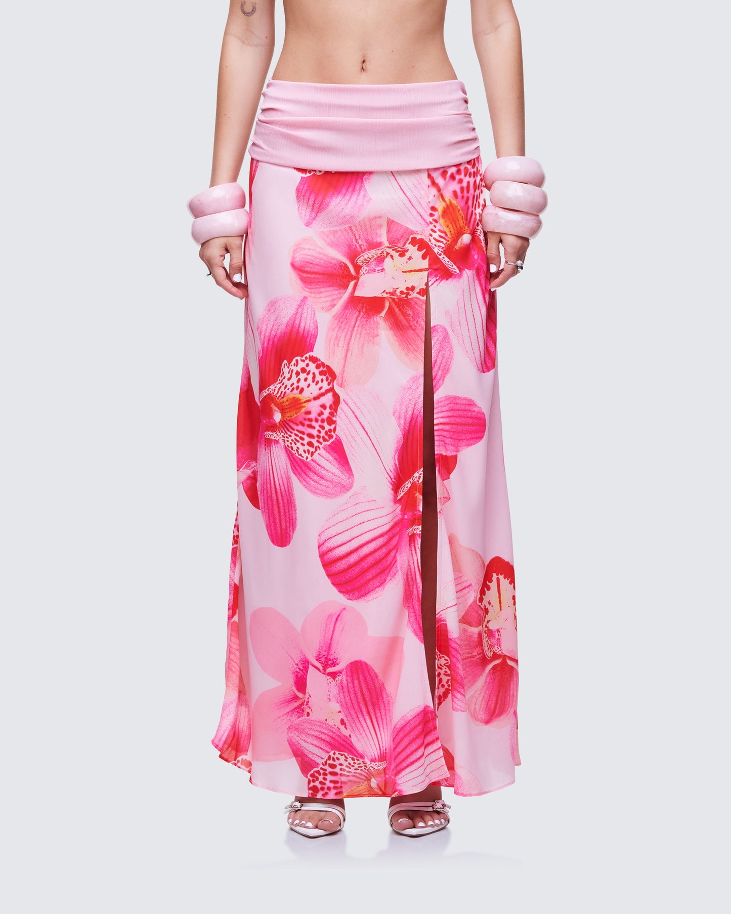 Alexis Printed Pink Maxi Skirt