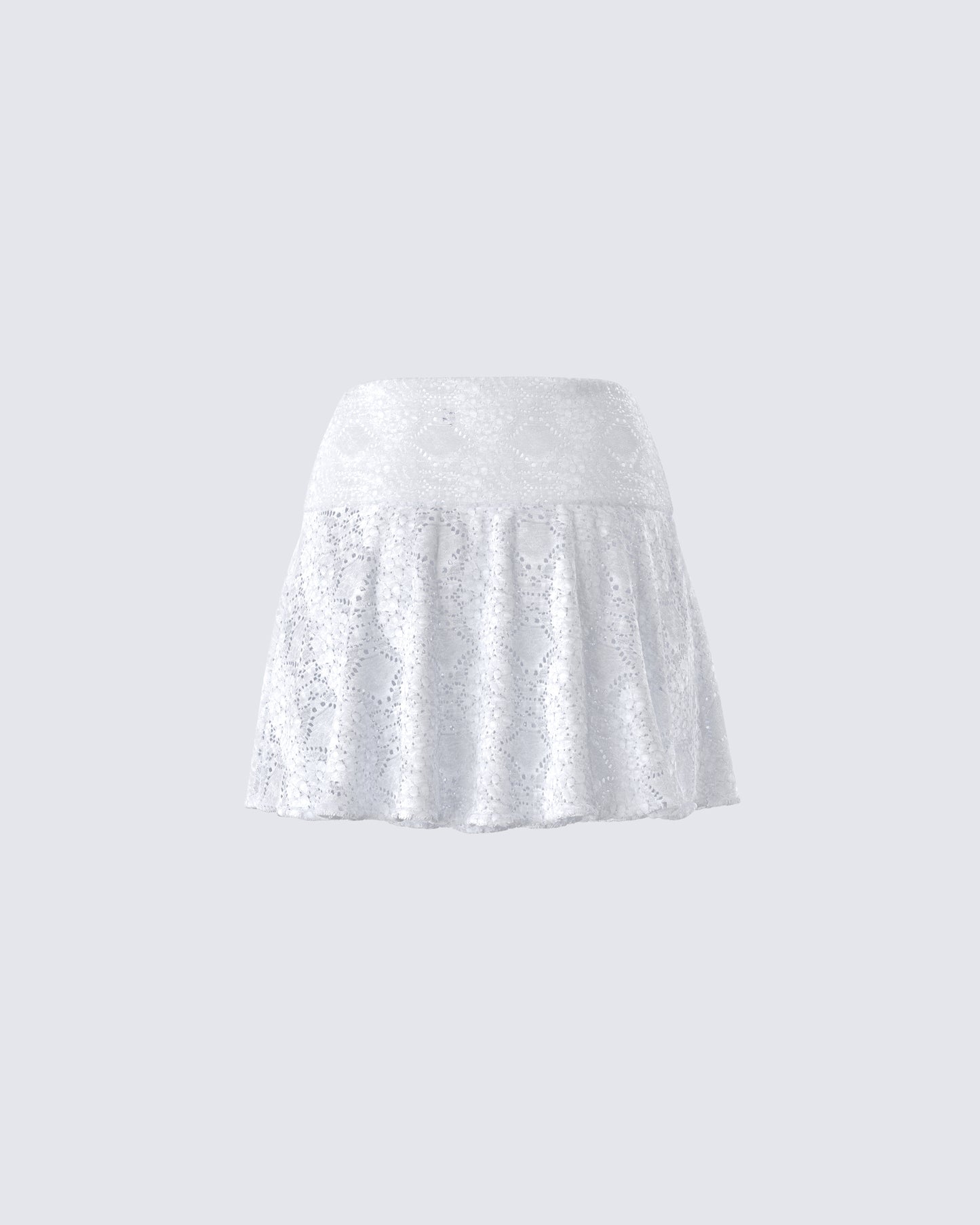 Teya White Pattern Mini Skirt