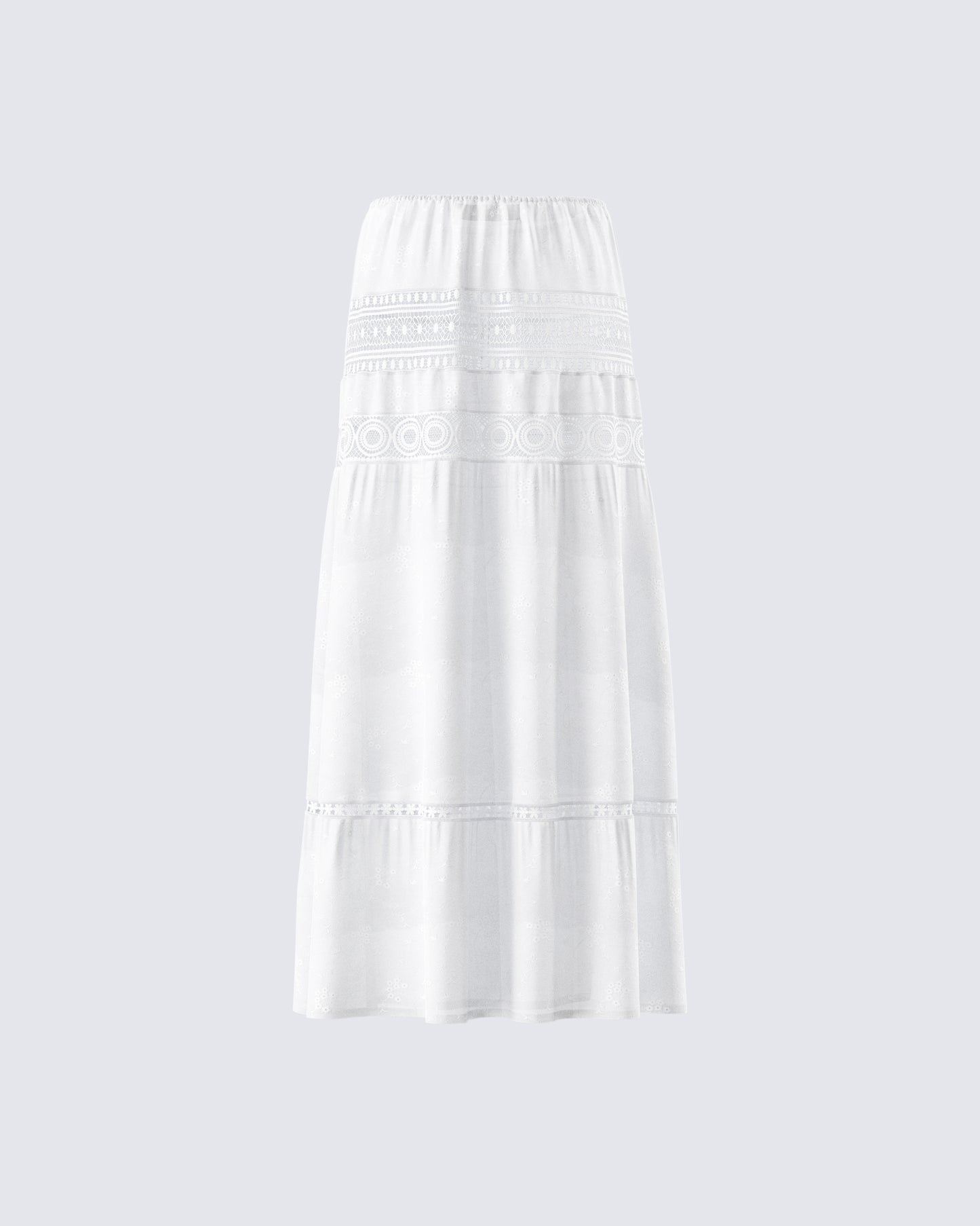Rue White Cotton Floral Maxi Skirt
