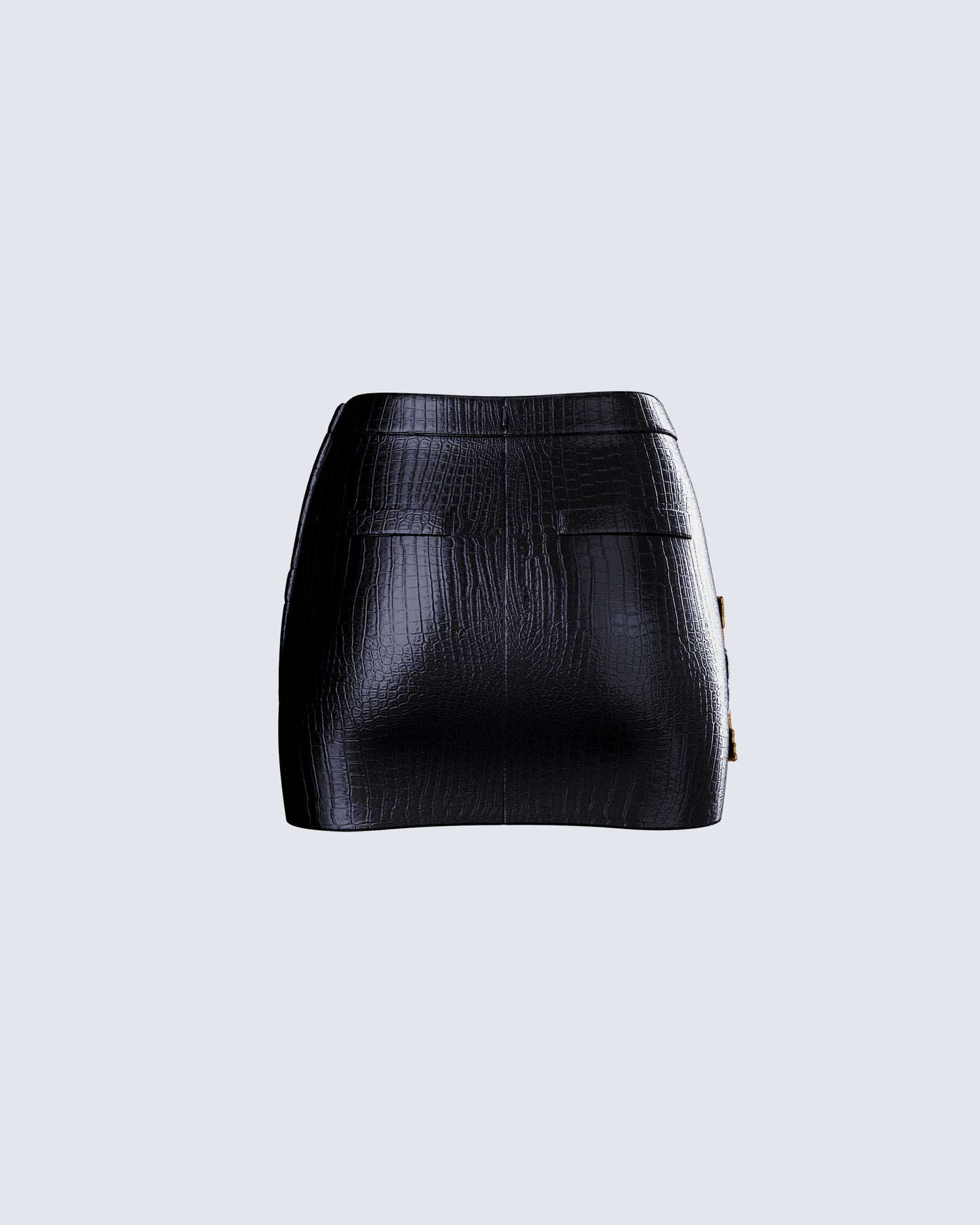 Whitley Black Vegan Leather Croc Micro Mini Skirt