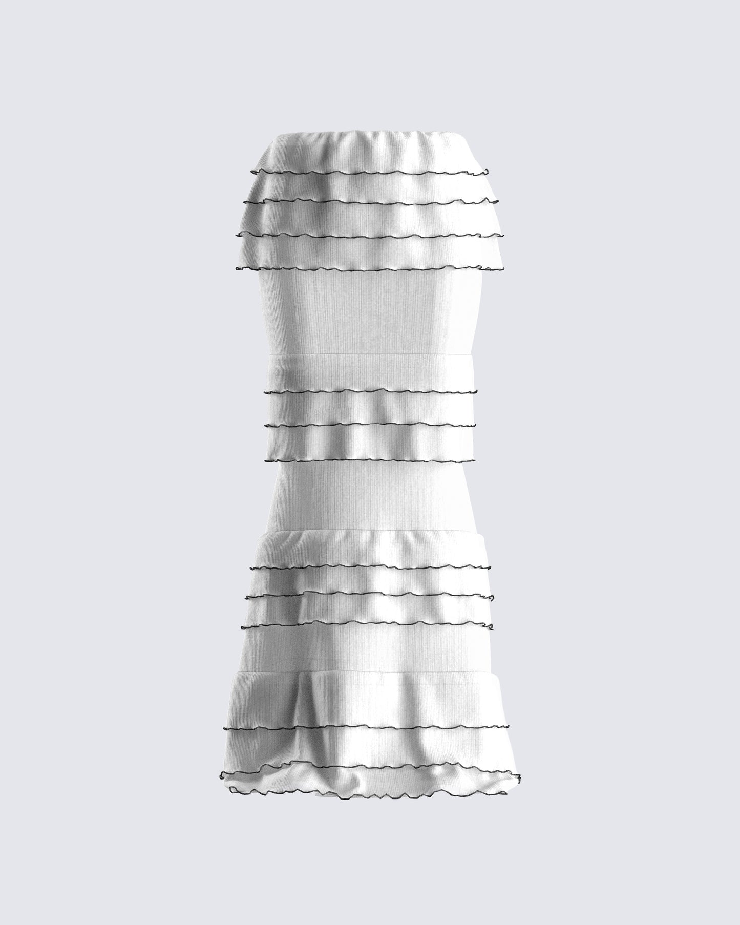 Toman White Tiered Maxi Skirt 3d product front