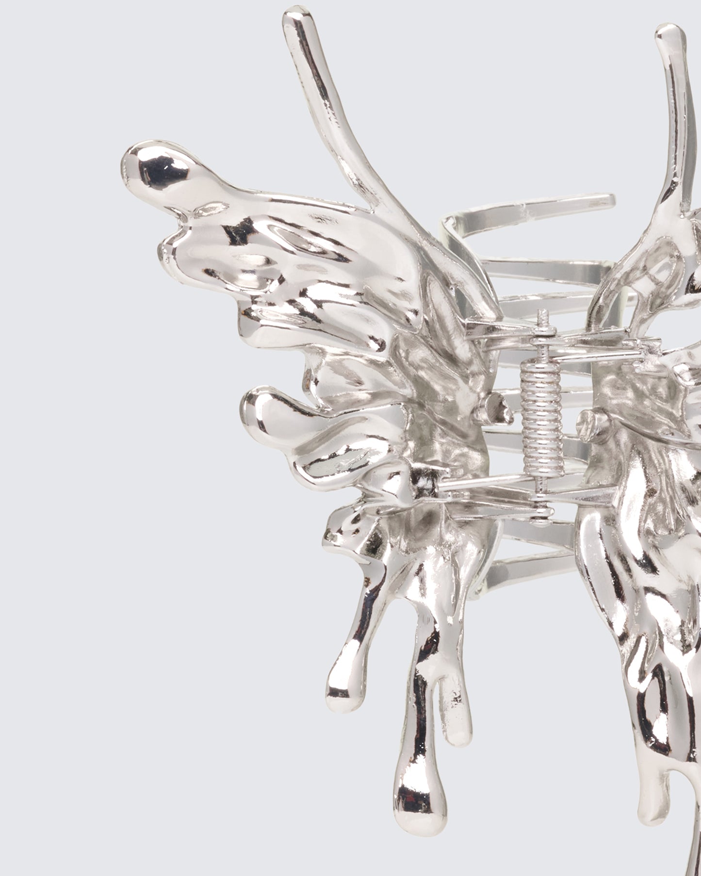 Adelaide Silver Molten Butterfly Hair Clip