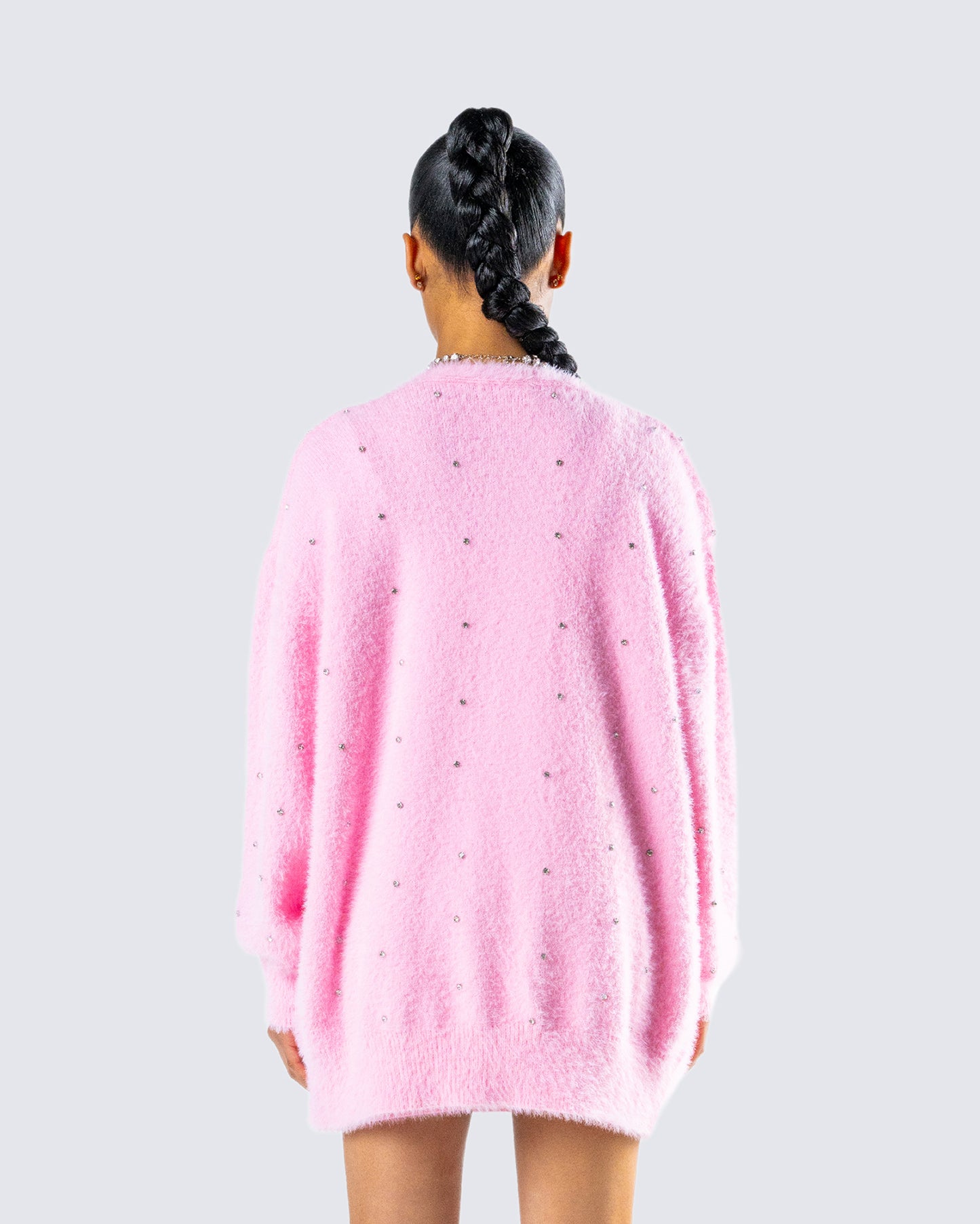 Adi Pink Fuzzy Knit Cardigan