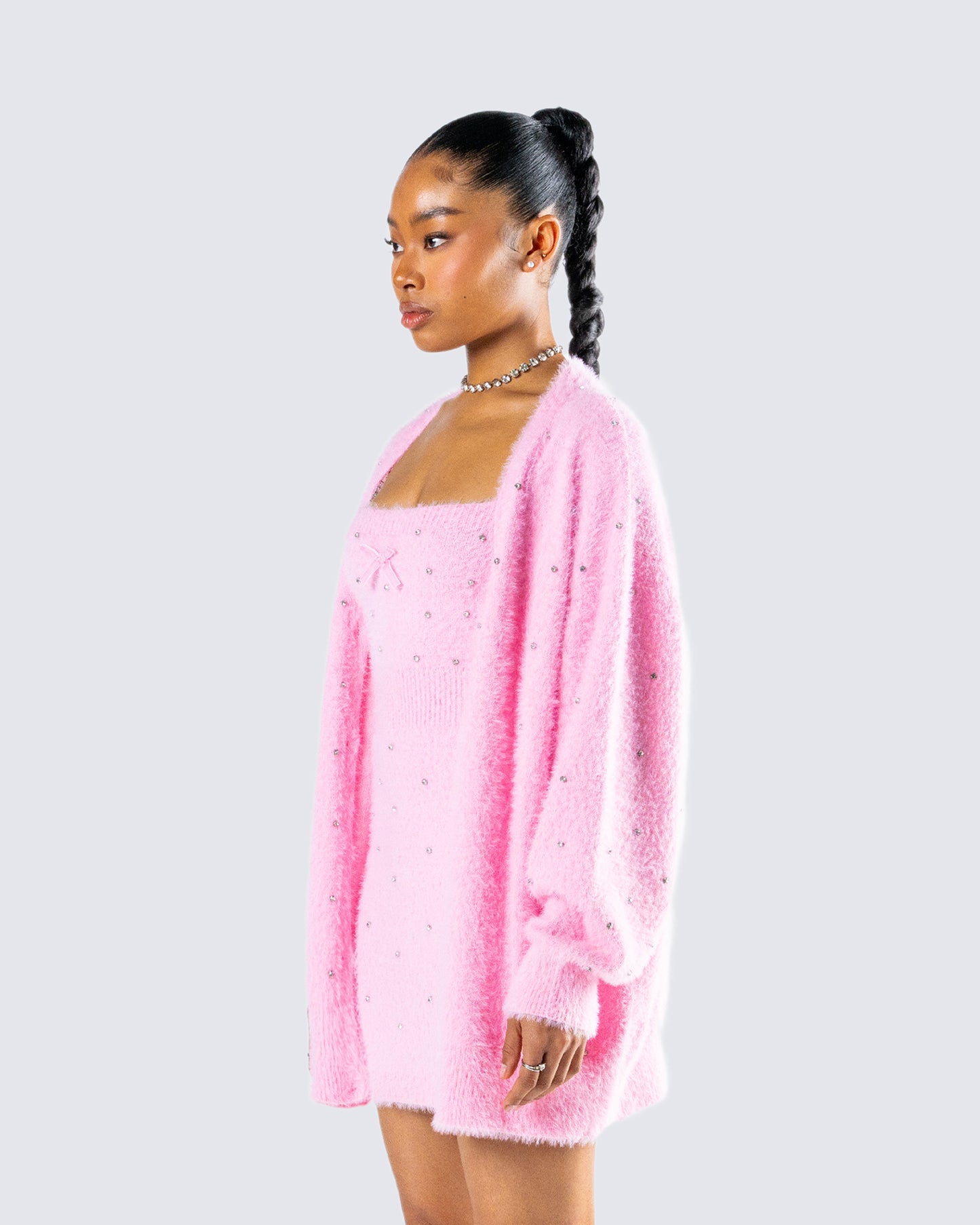 Adi Pink Fuzzy Knit Cardigan
