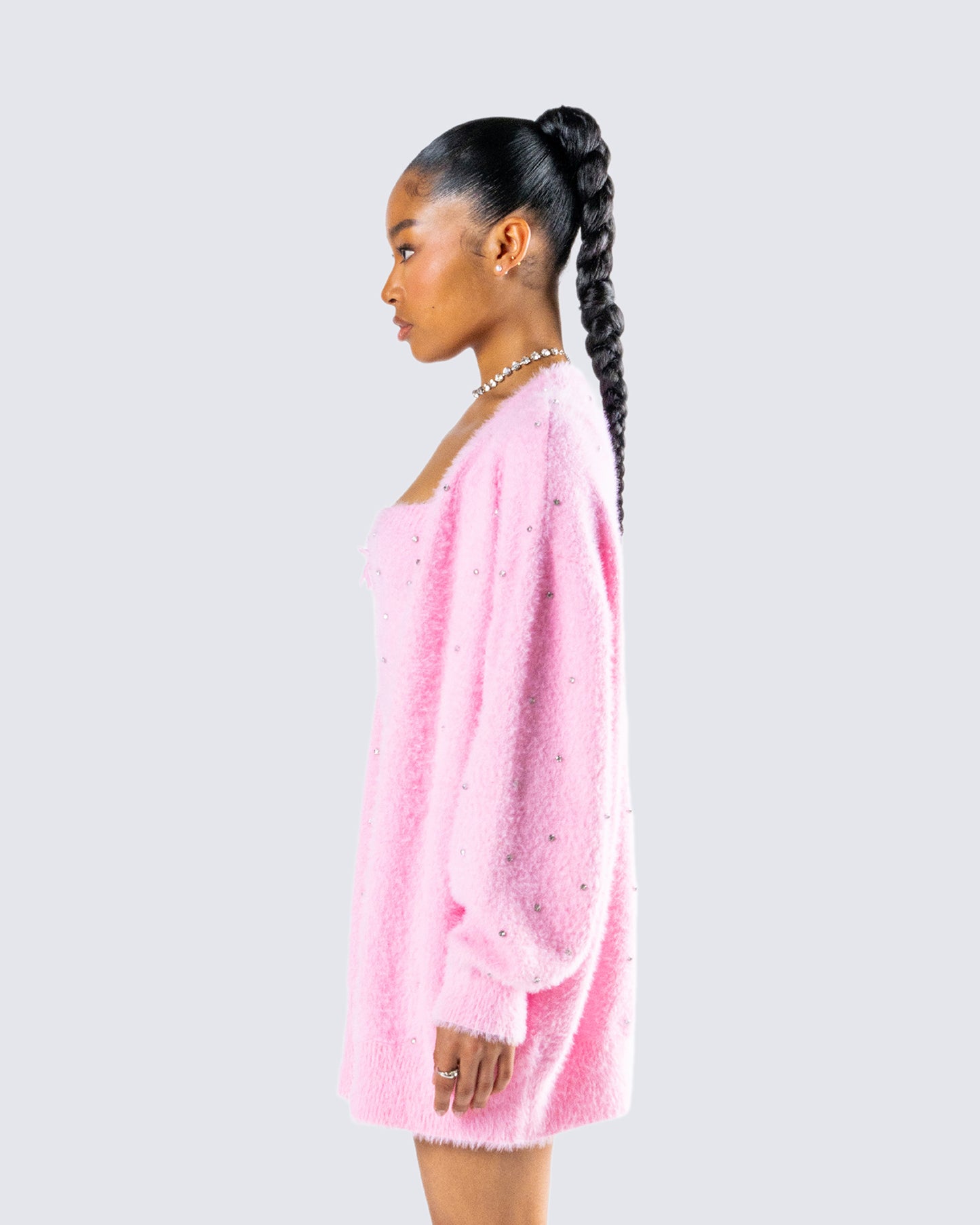 Adi Pink Fuzzy Knit Cardigan