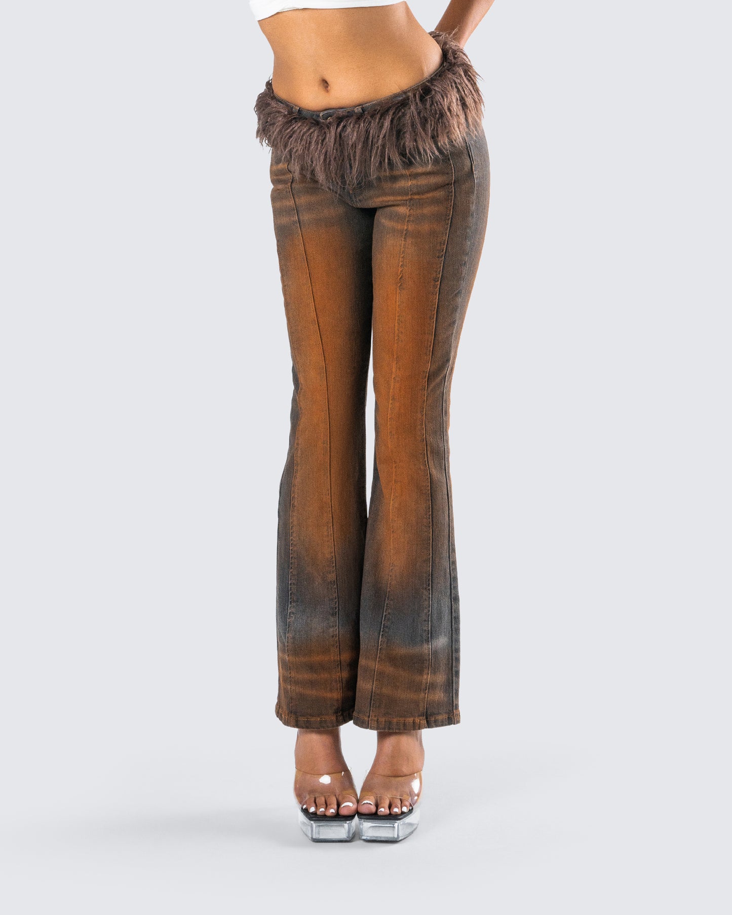 Adie Brown Denim Fur Jean