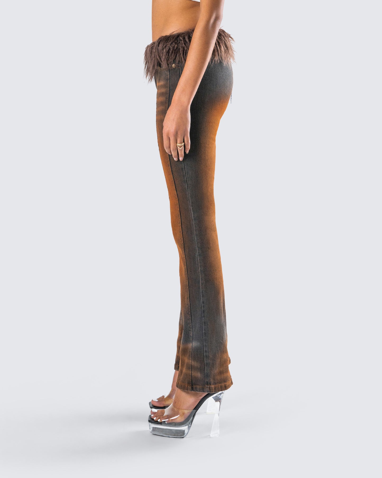 Adie Brown Denim Fur Jean