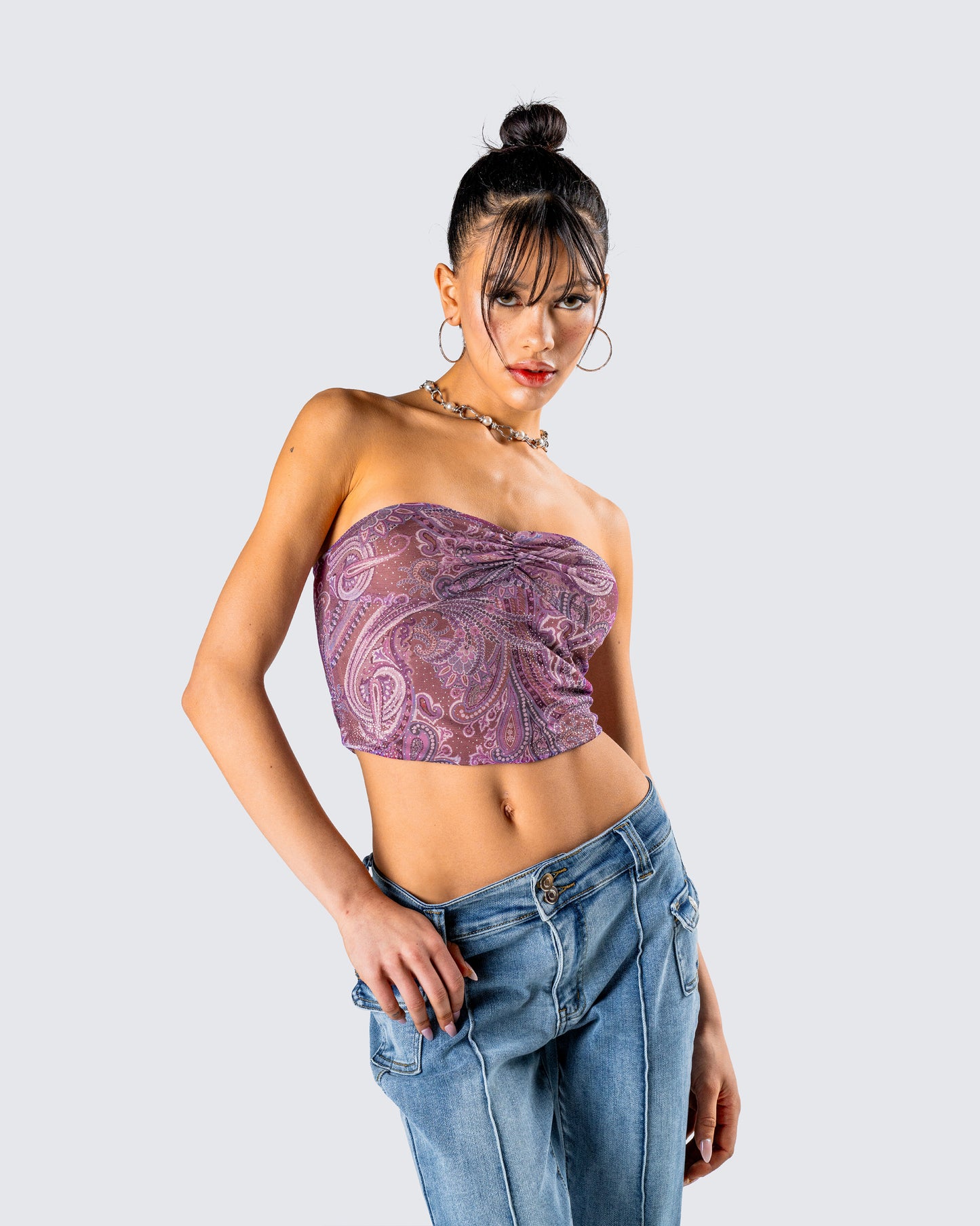 Adley Paisley Mesh Tube Top