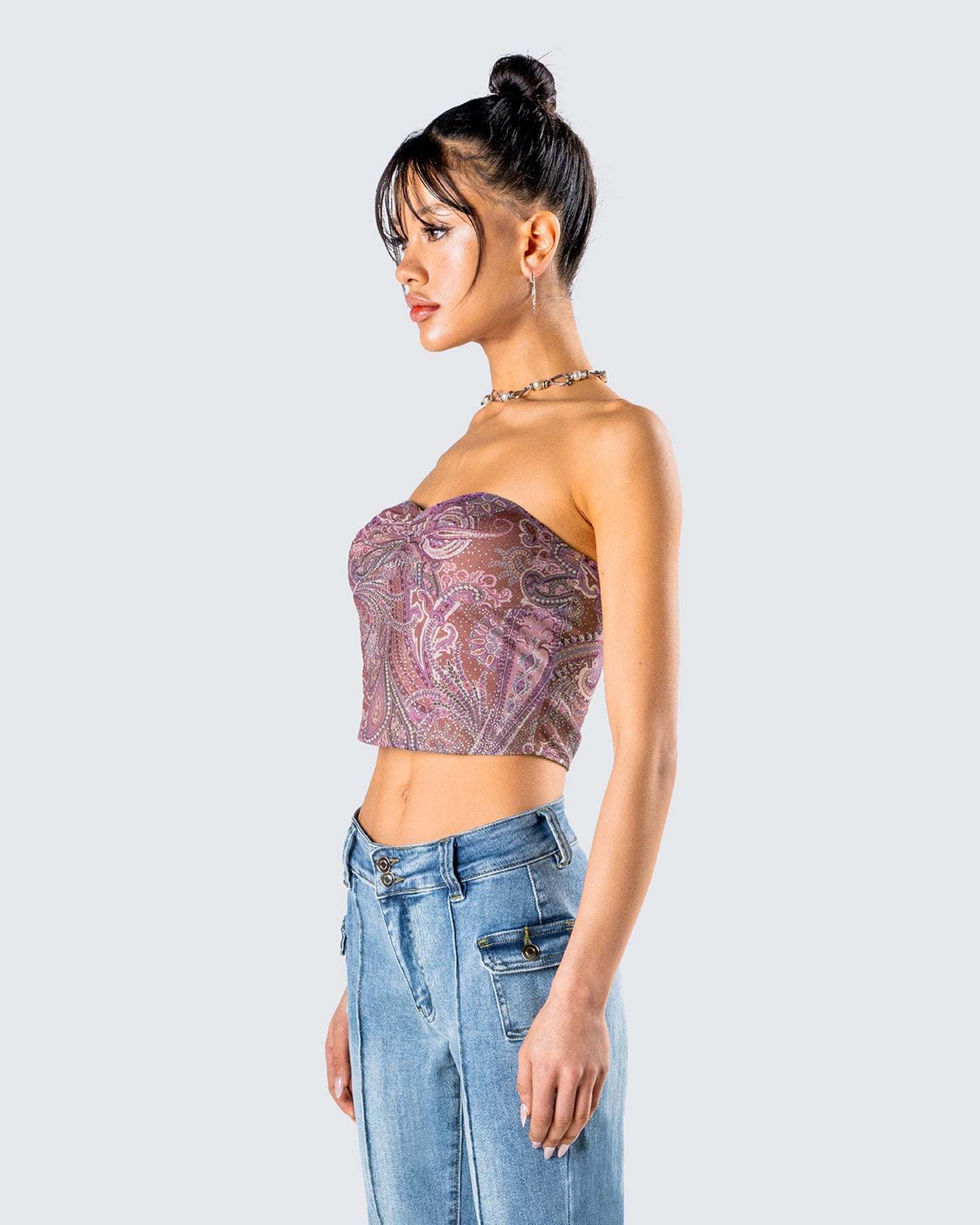 Adley Paisley Mesh Tube Top