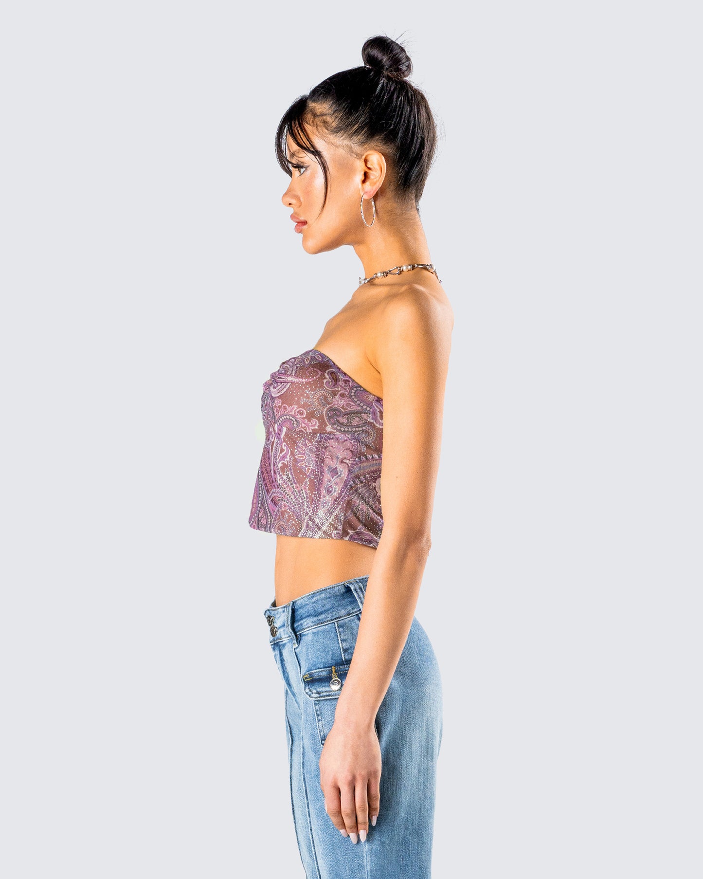 Adley Paisley Mesh Tube Top