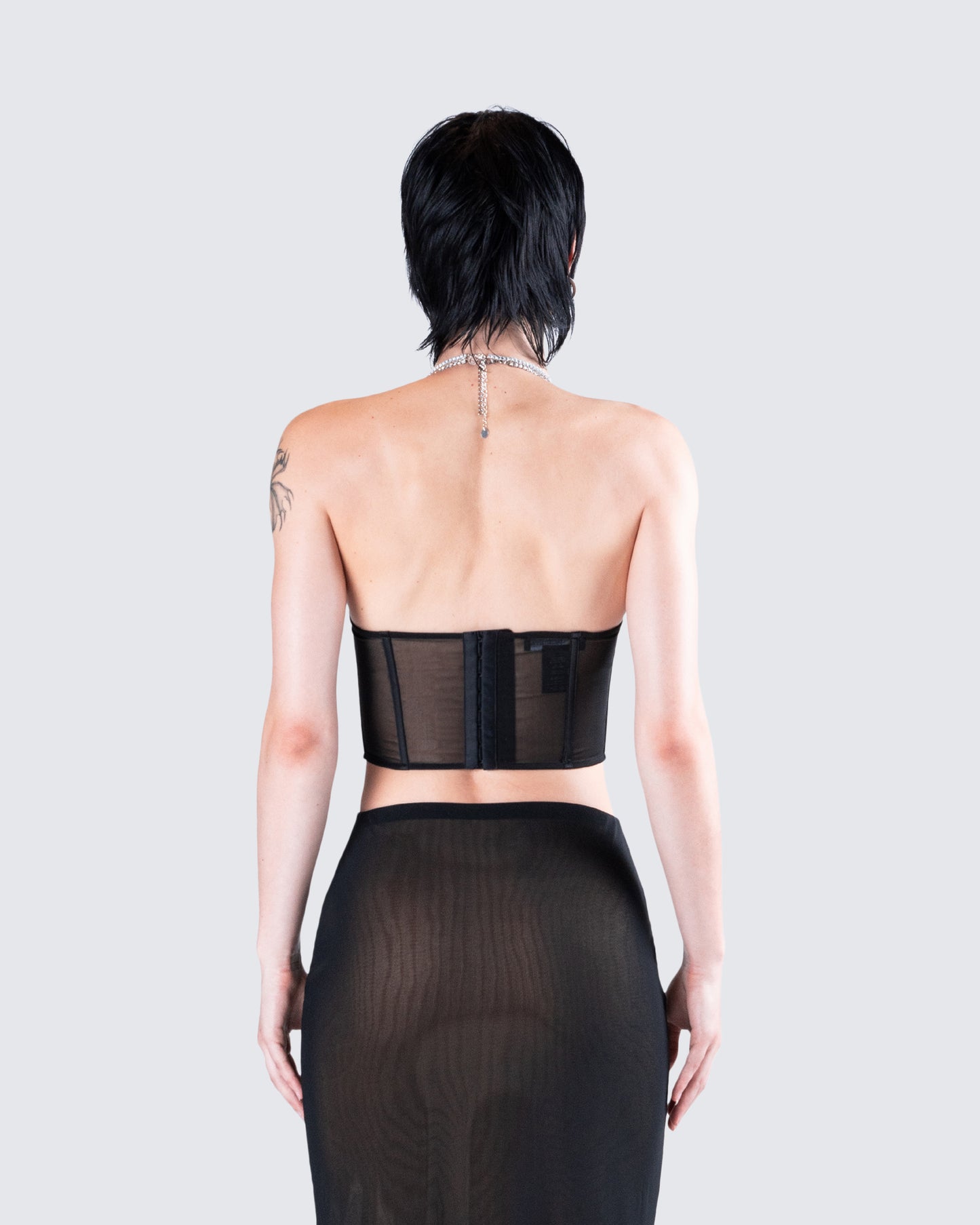 Aela Black Rhinestone Corset Top