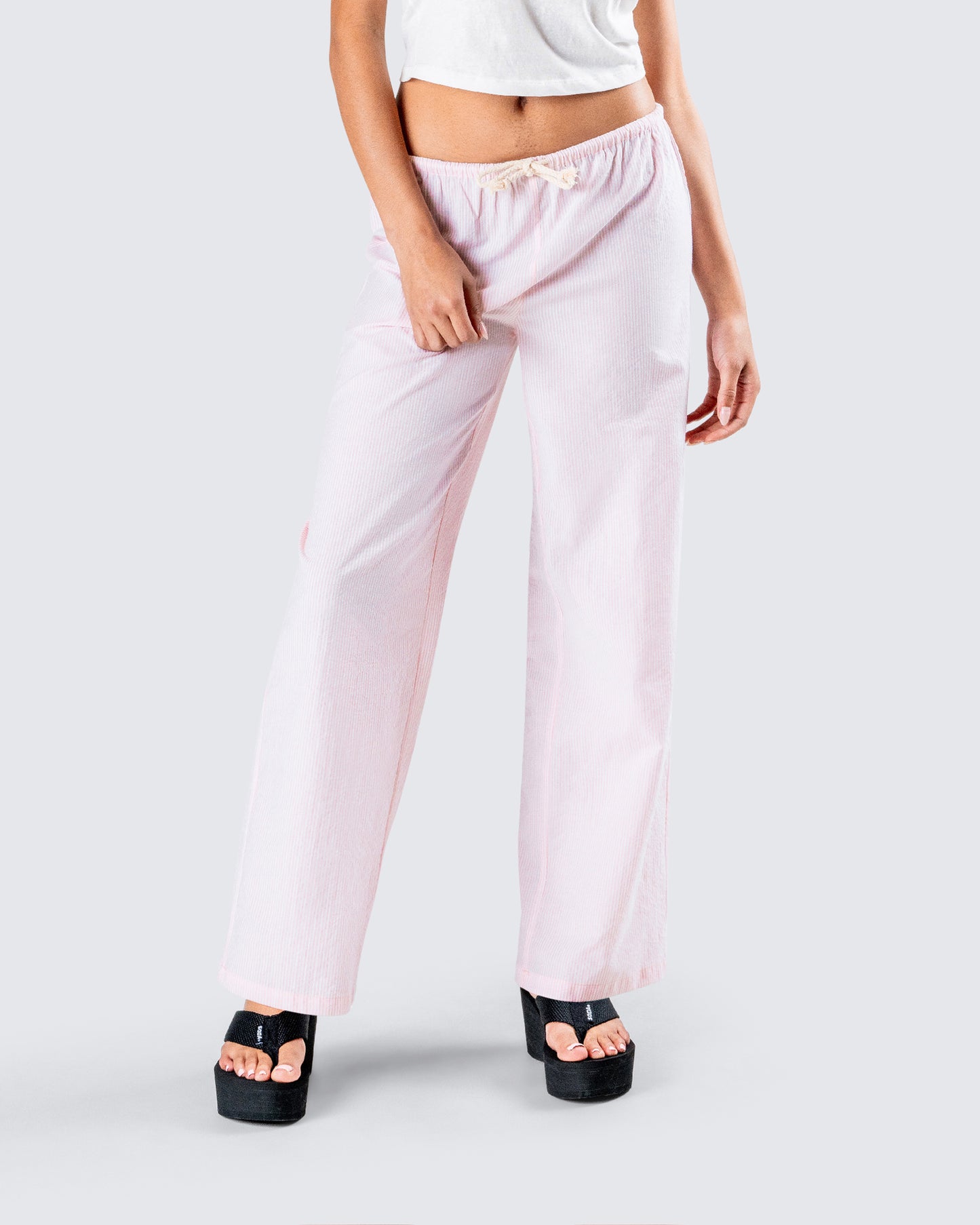 Akia Pink Stripe Drawstring Pant