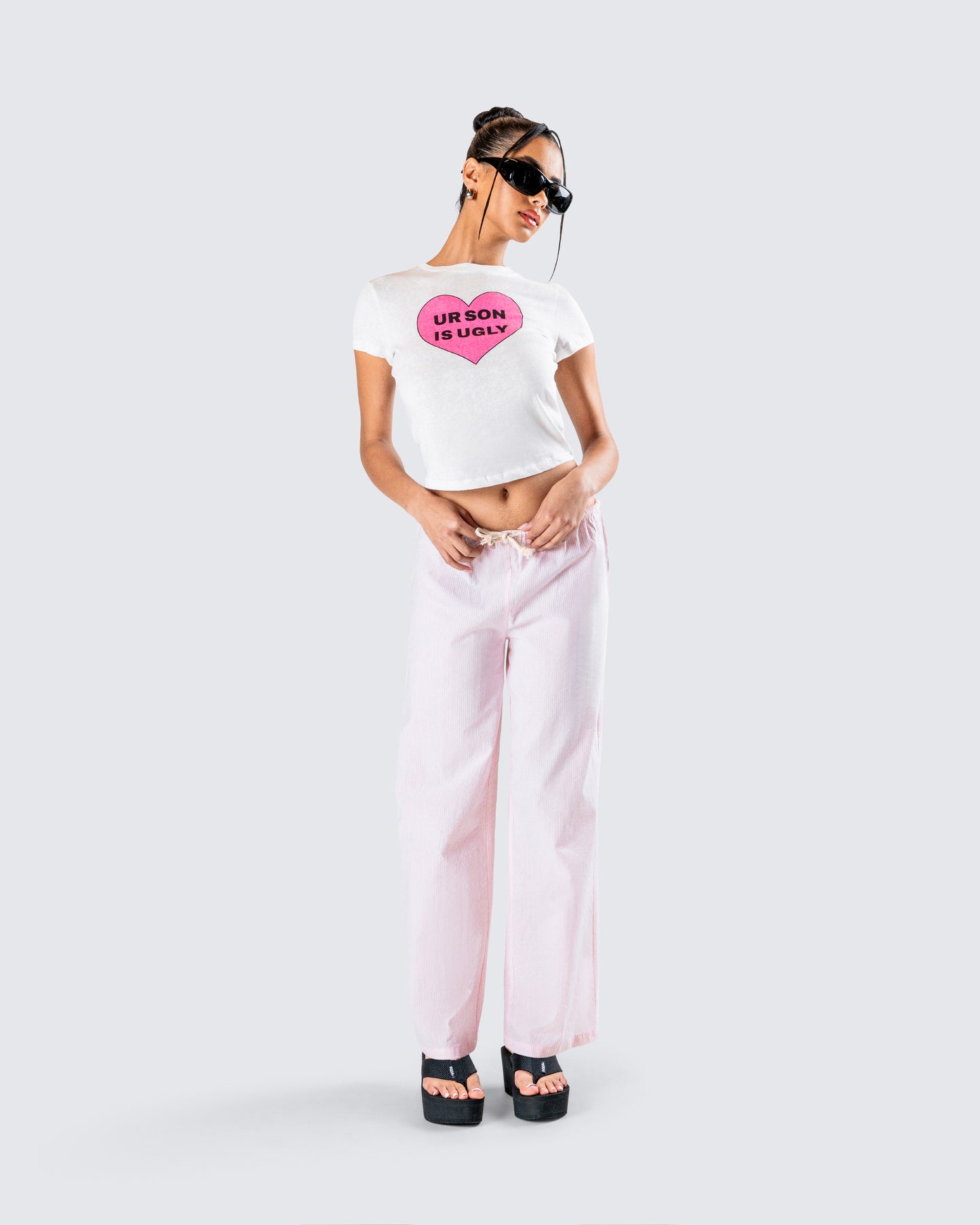 Akia Pink Stripe Drawstring Pant
