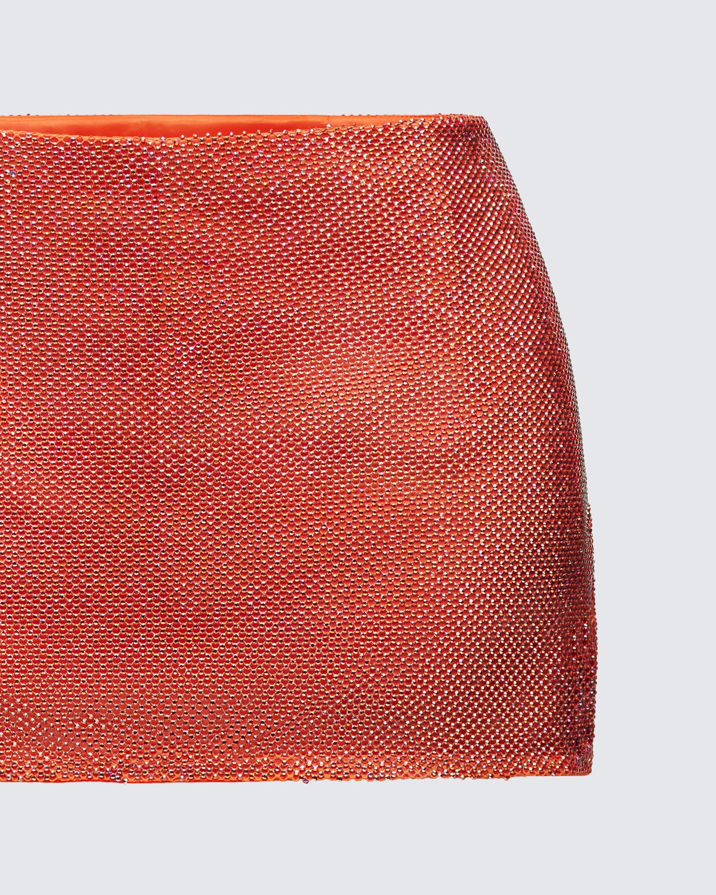Alyah Orange Rhinestone Micro Mini Skirt