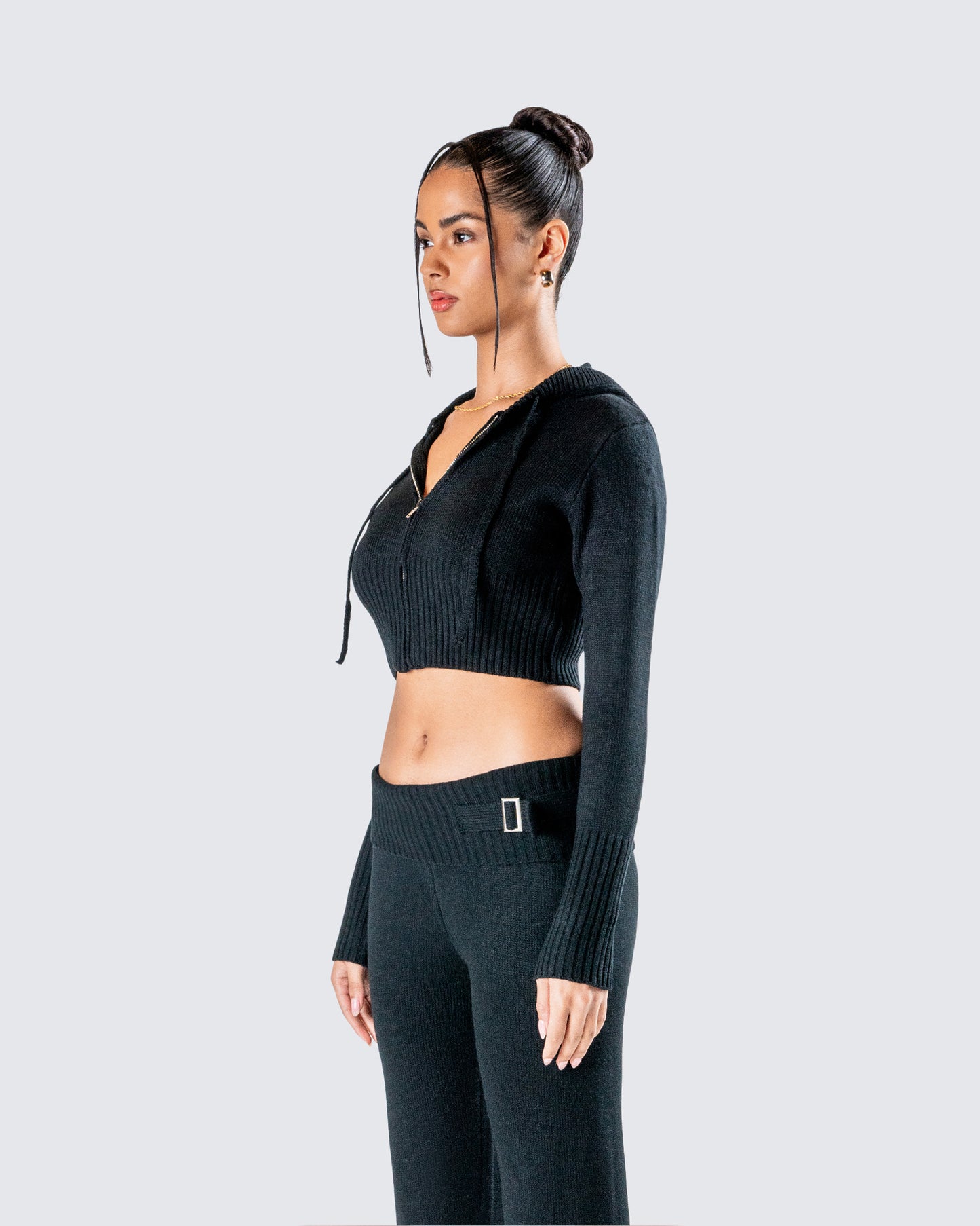 Alyssa Black Knit Cropped Jacket