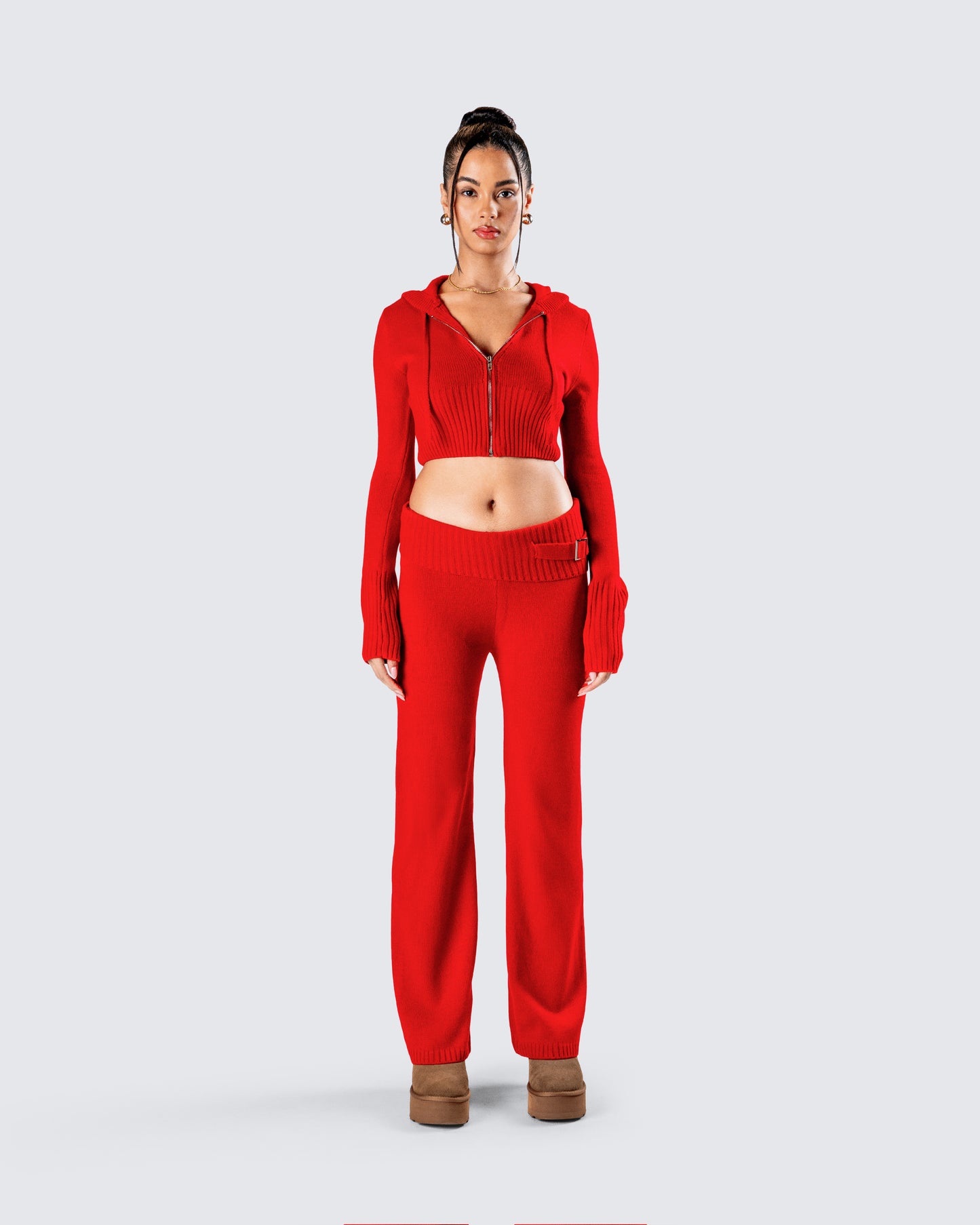 Alyssa Red Knit Set model front