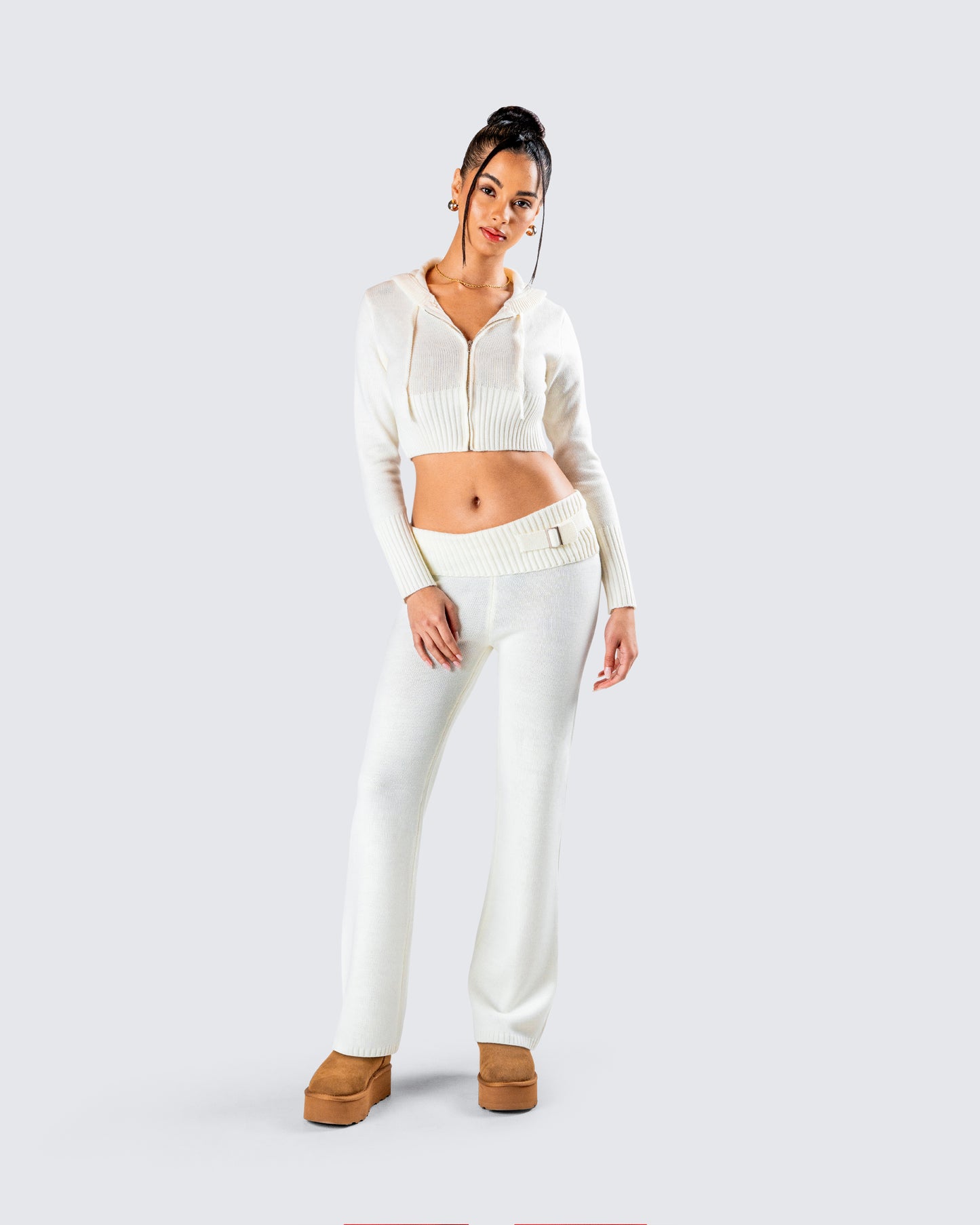 Alyssa White Knit Cropped Jacket