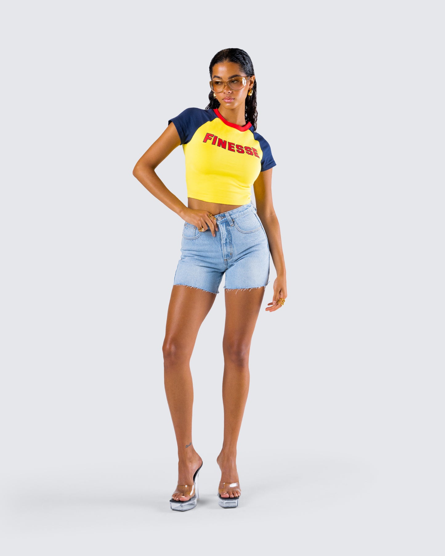 Amber Yellow Jersey Graphic Top